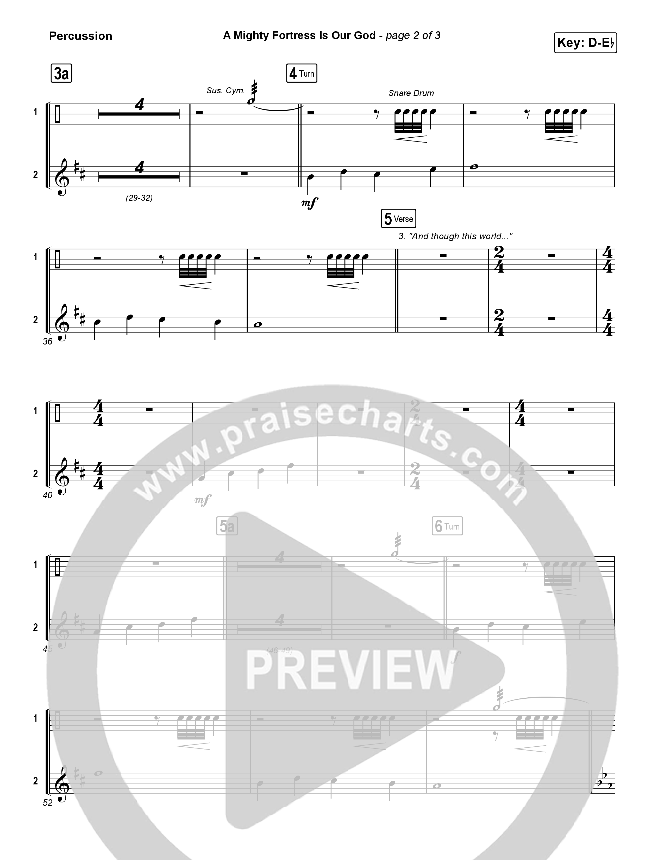 A Mighty Fortress Is Our God (Choral/SATB) Percussion (Travis Cottrell / Arr. Mason Brown)