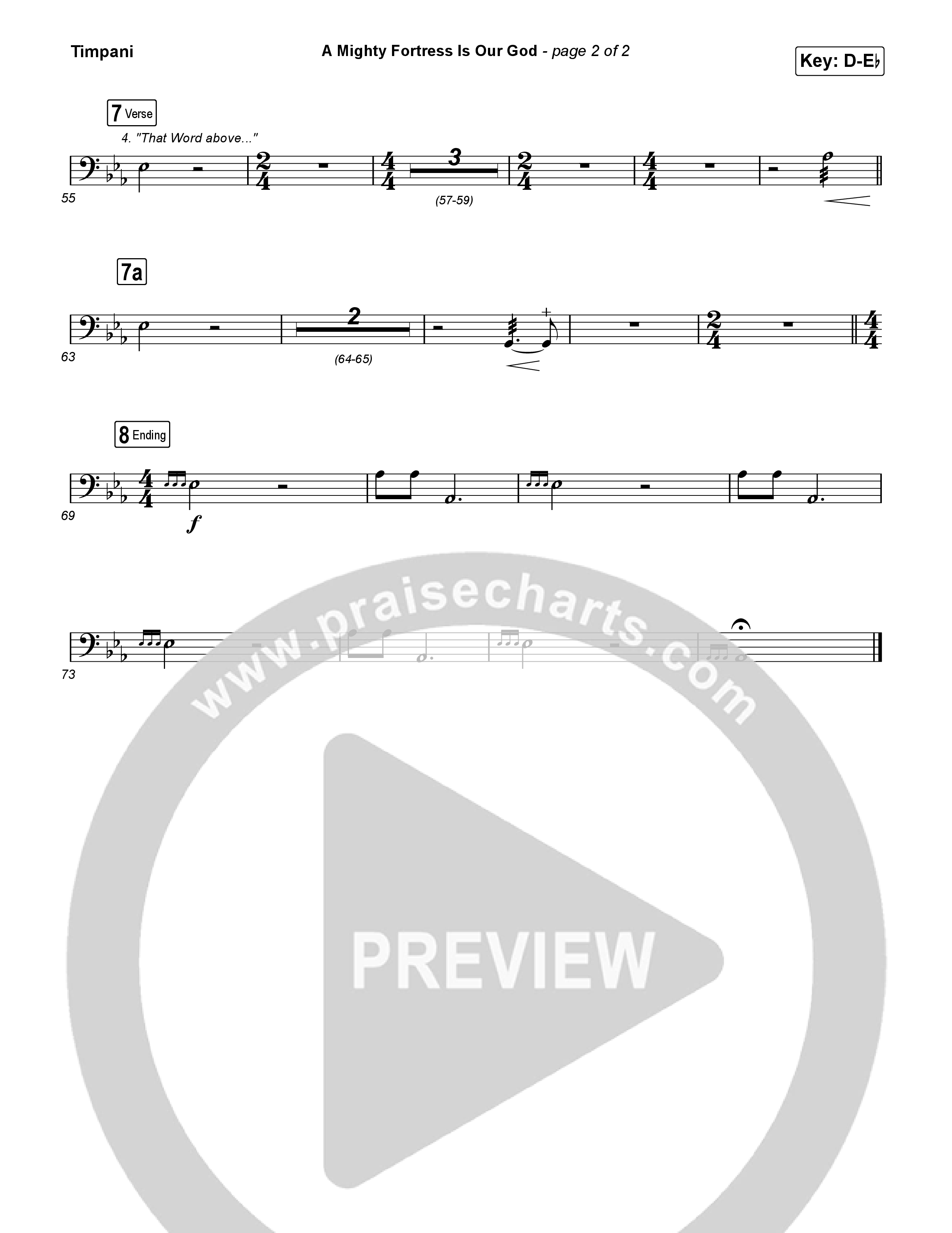 A Mighty Fortress Is Our God (Choral/SATB) Timpani (Travis Cottrell / Arr. Mason Brown)