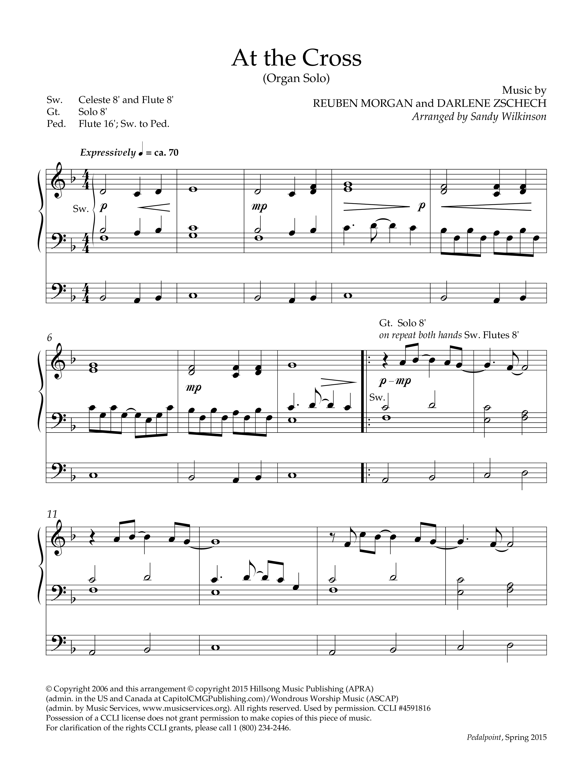 At The Cross (Instrumental) Organ (Lifeway Worship / Arr. Sandy Wilkinson)