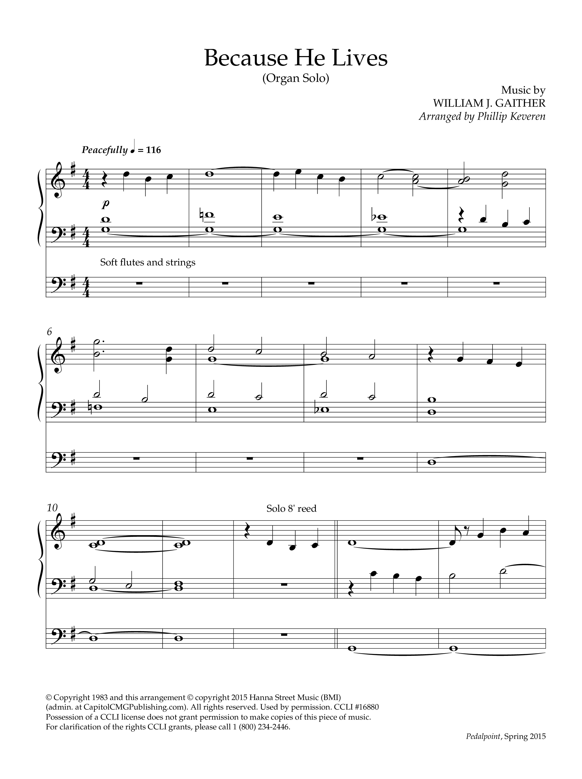 Because He Lives (Instrumental) Organ (Lifeway Worship / Arr. Phillip Keveren)