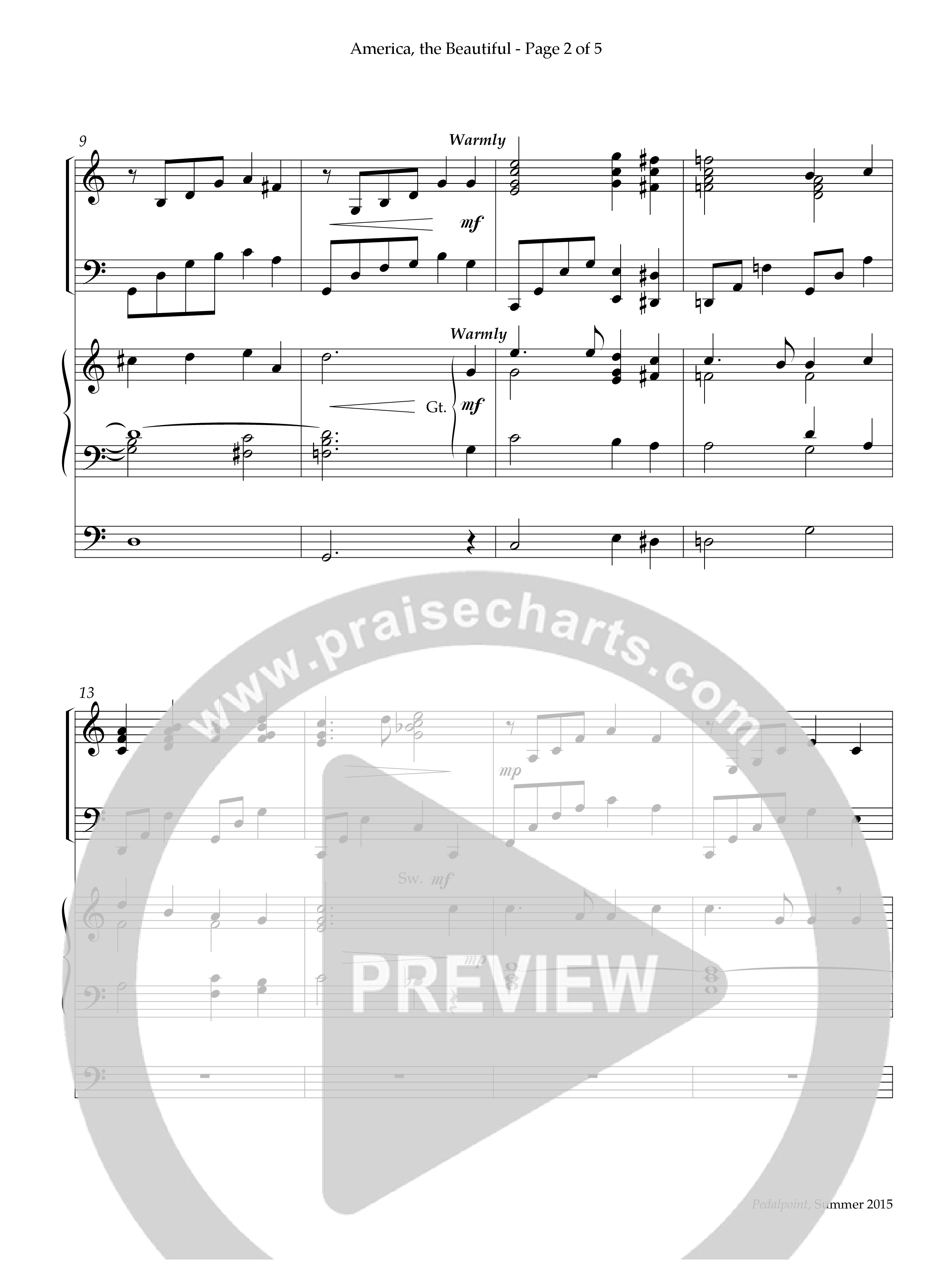 America The Beautiful (Instrumental) Piano-Organ (Lifeway Worship / Arr. Ed Good)