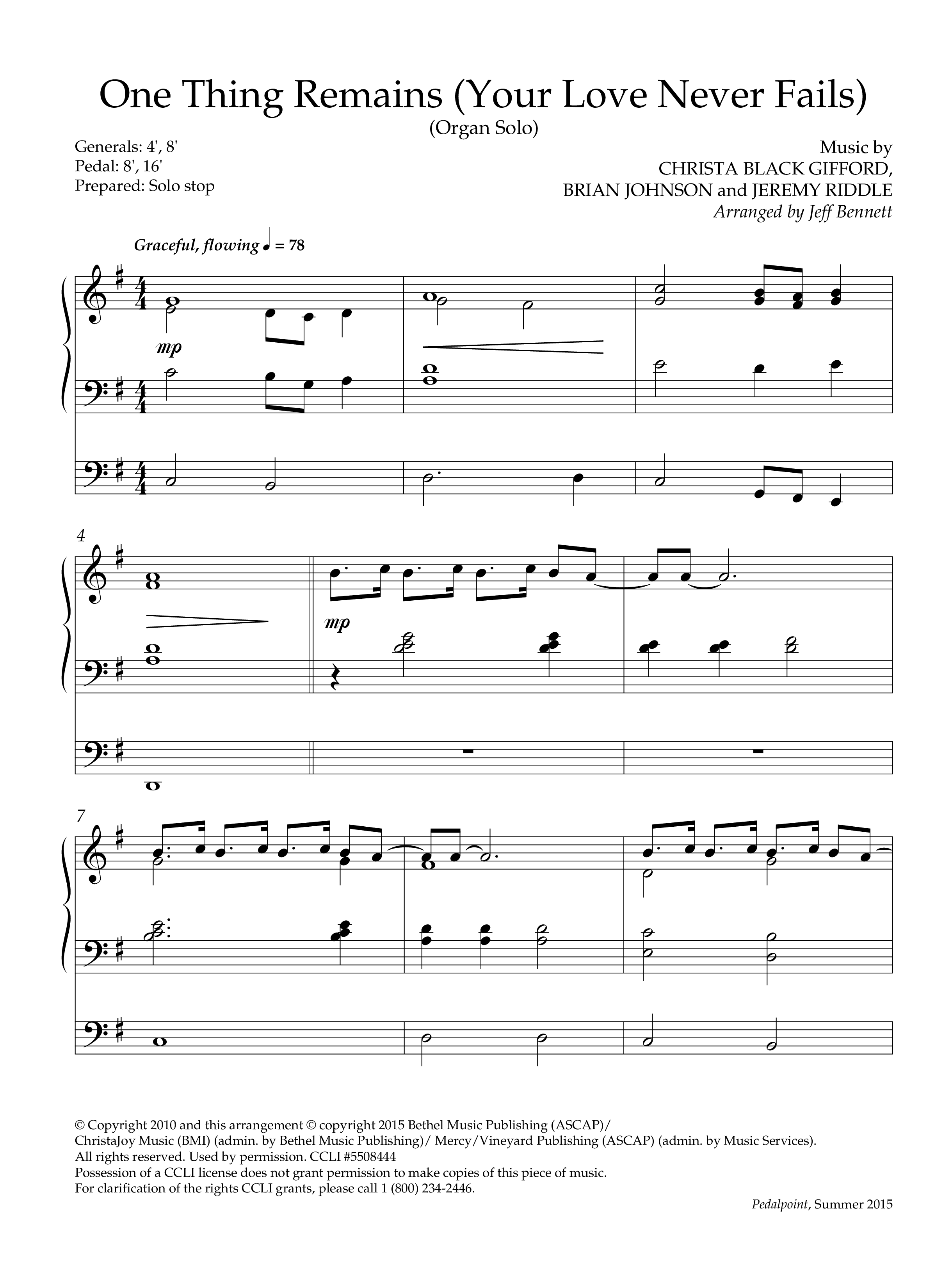 One Thing Remains (Instrumental) Organ (Lifeway Worship / Arr. Jeff Bennett)