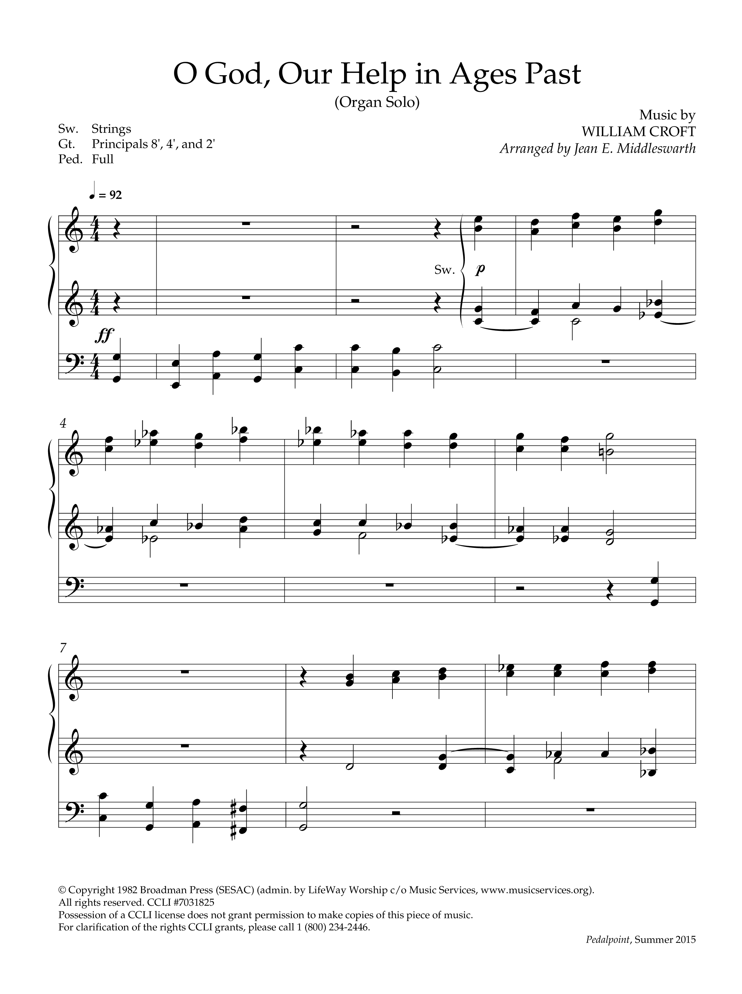 O God Our Help In Ages Past (Instrumental) Organ (Lifeway Worship / Arr. Jean E. Middleswarth)