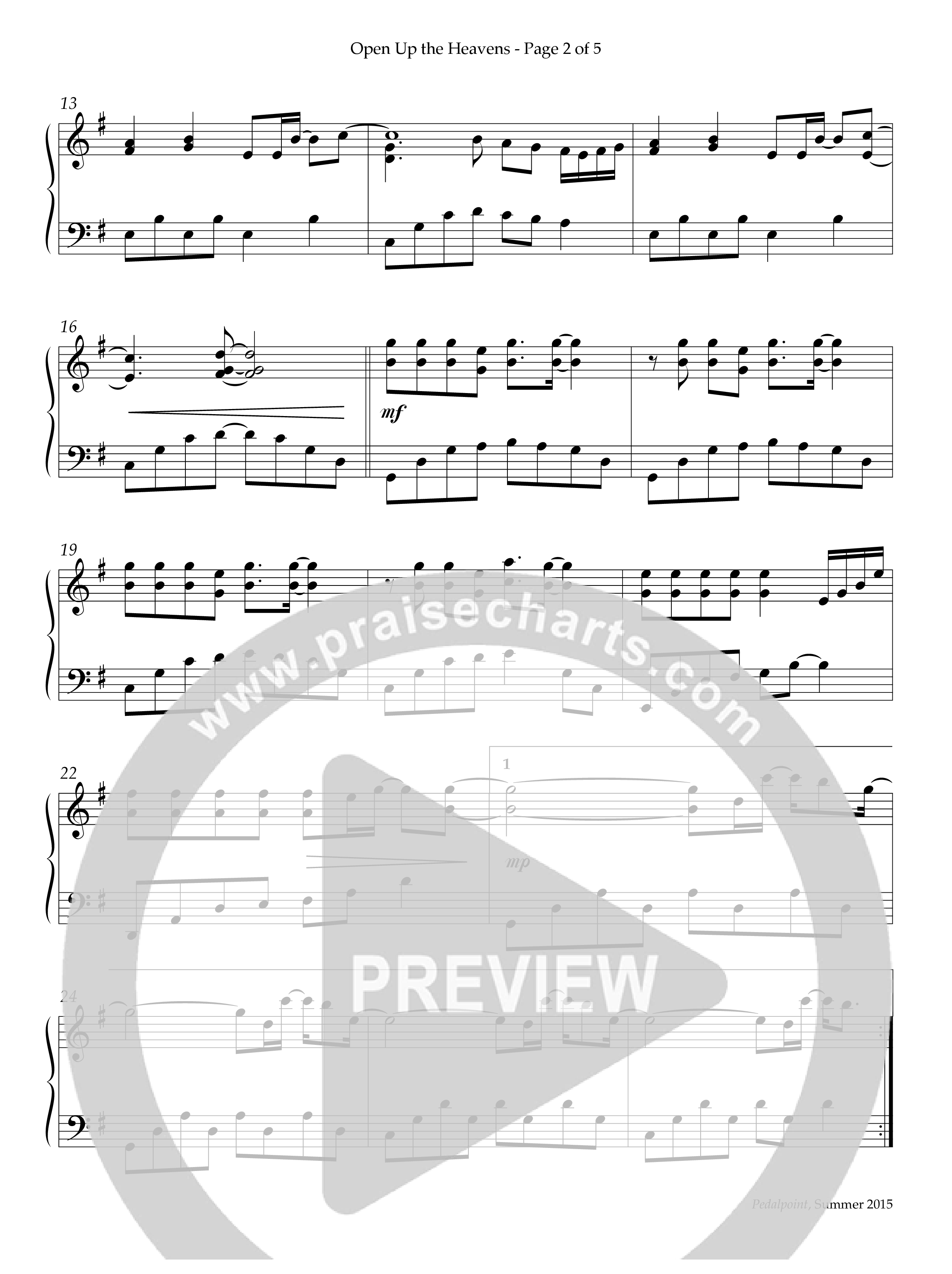 Open Up The Heavens (Instrumental) Piano Solo (Lifeway Worship / Arr. Bill Wolaver)