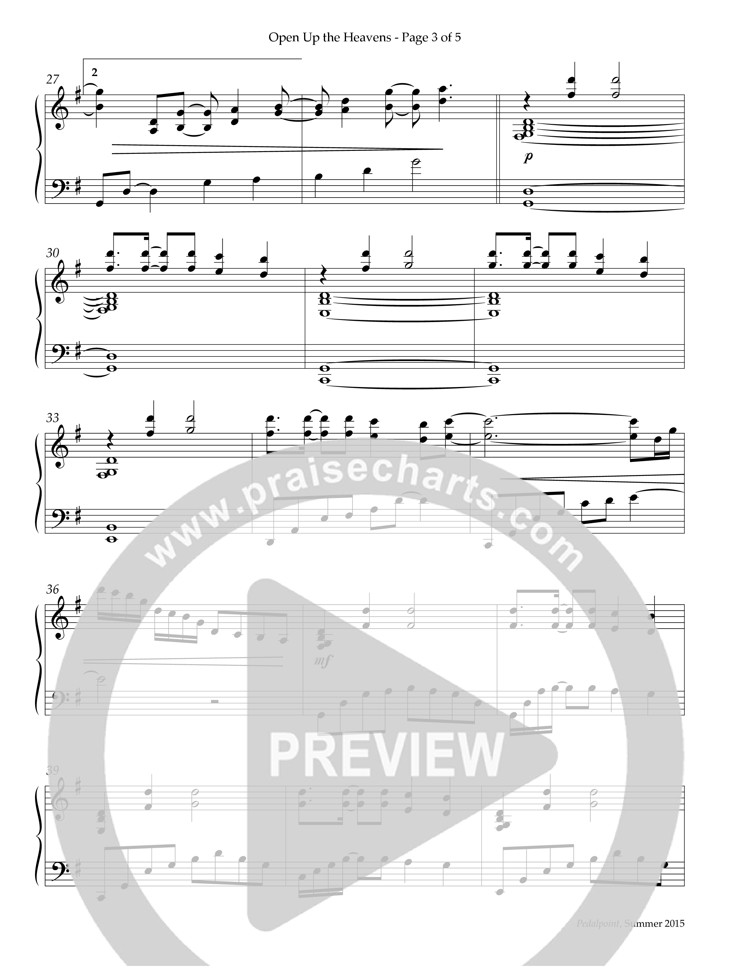 Open Up The Heavens (Instrumental) Piano Solo (Lifeway Worship / Arr. Bill Wolaver)