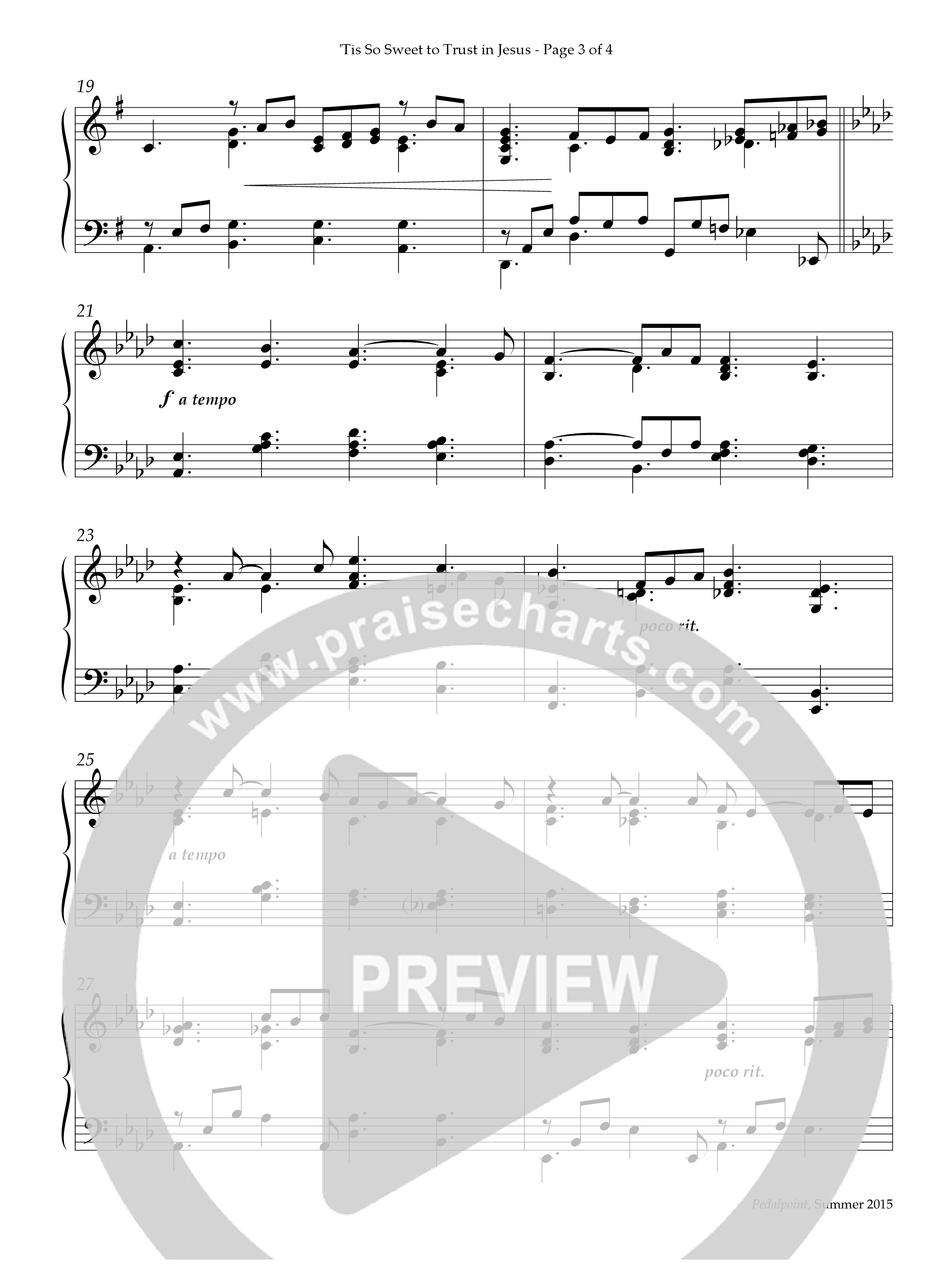 Tis So Sweet To Trust In Jesus (Instrumental) Piano Solo (Lifeway Worship / Arr. John Carter)