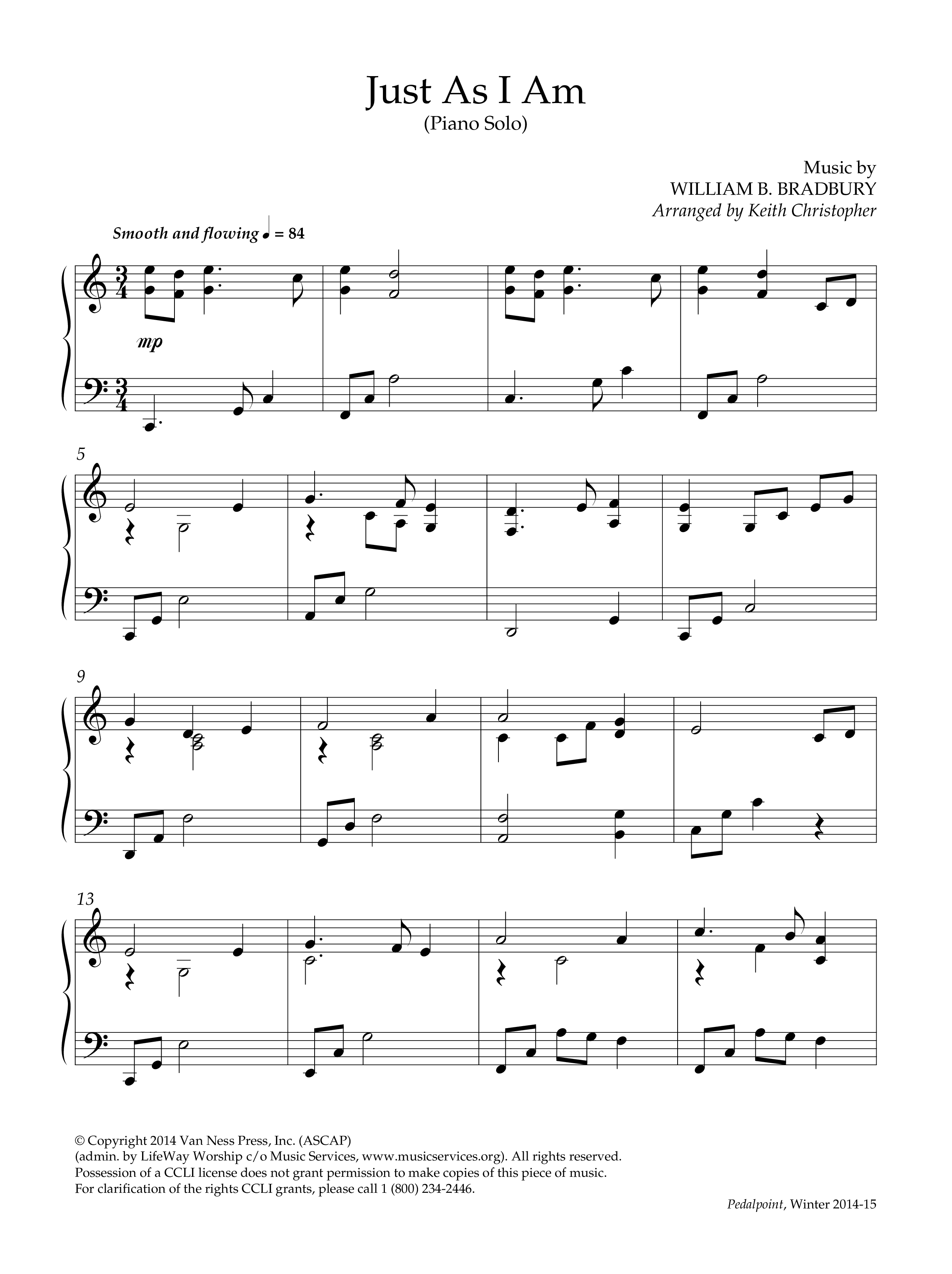 Just As I Am (Instrumental) Piano Solo (Lifeway Worship / Arr. Keith Christopher)