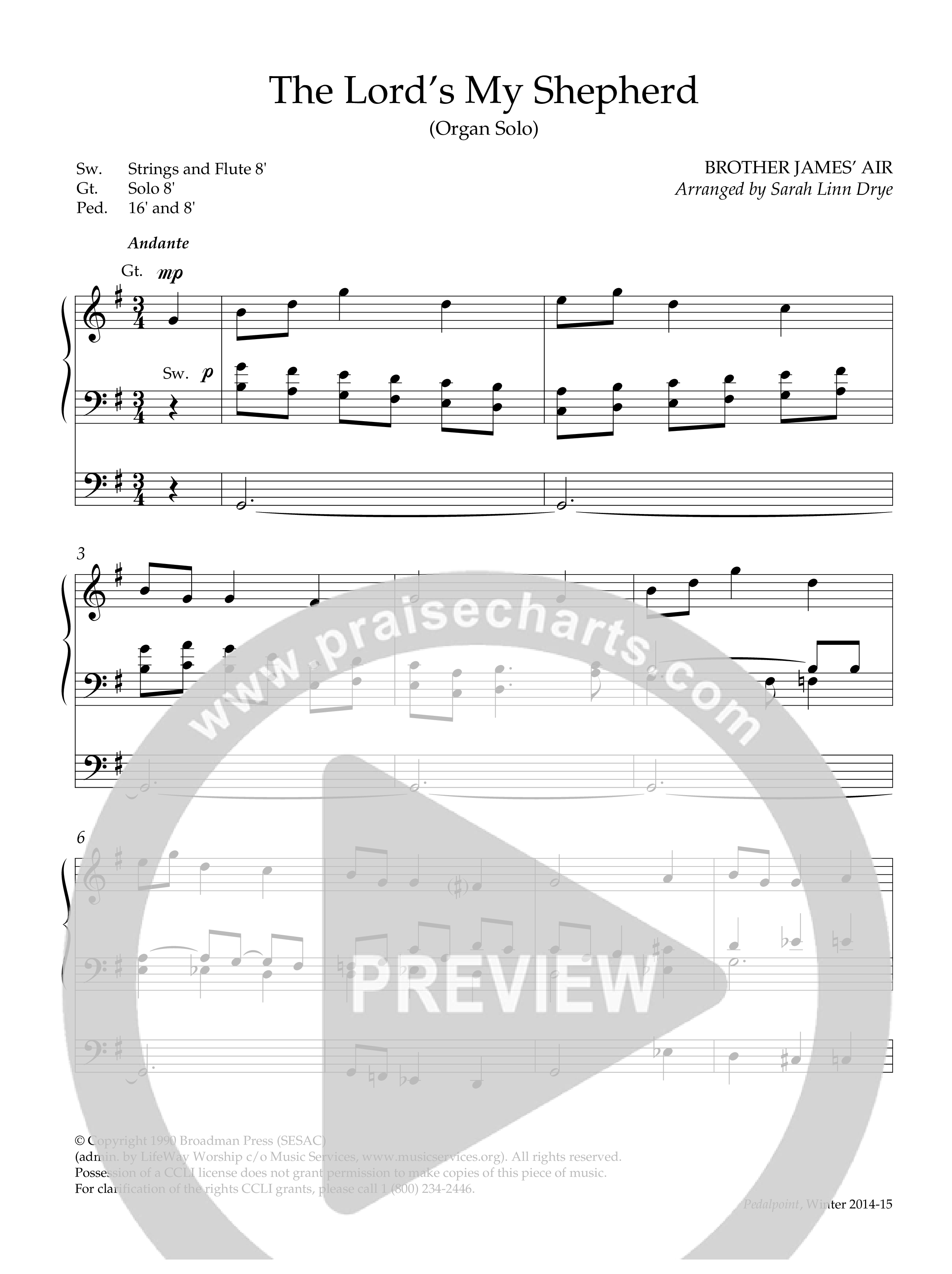 The Lord's My Shepherd (Instrumental) Organ (Lifeway Worship / Arr. Sarah Linn Drye)