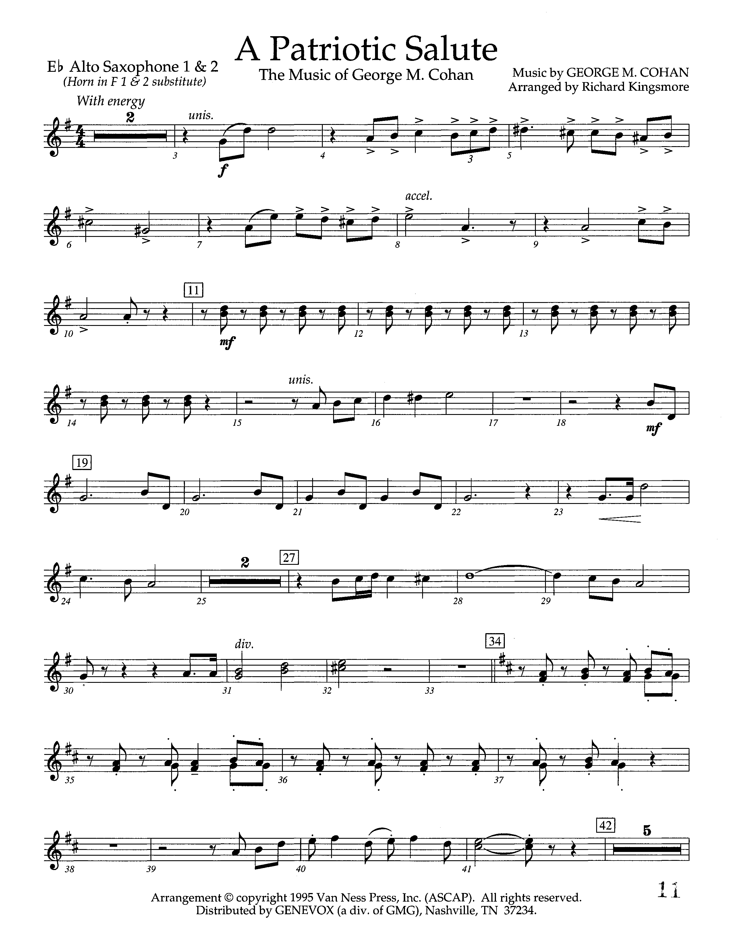 A Patriotic Salute (Instrumental) Alto Sax 1/2 (Lifeway Worship / Arr. Richard Kingsmore)