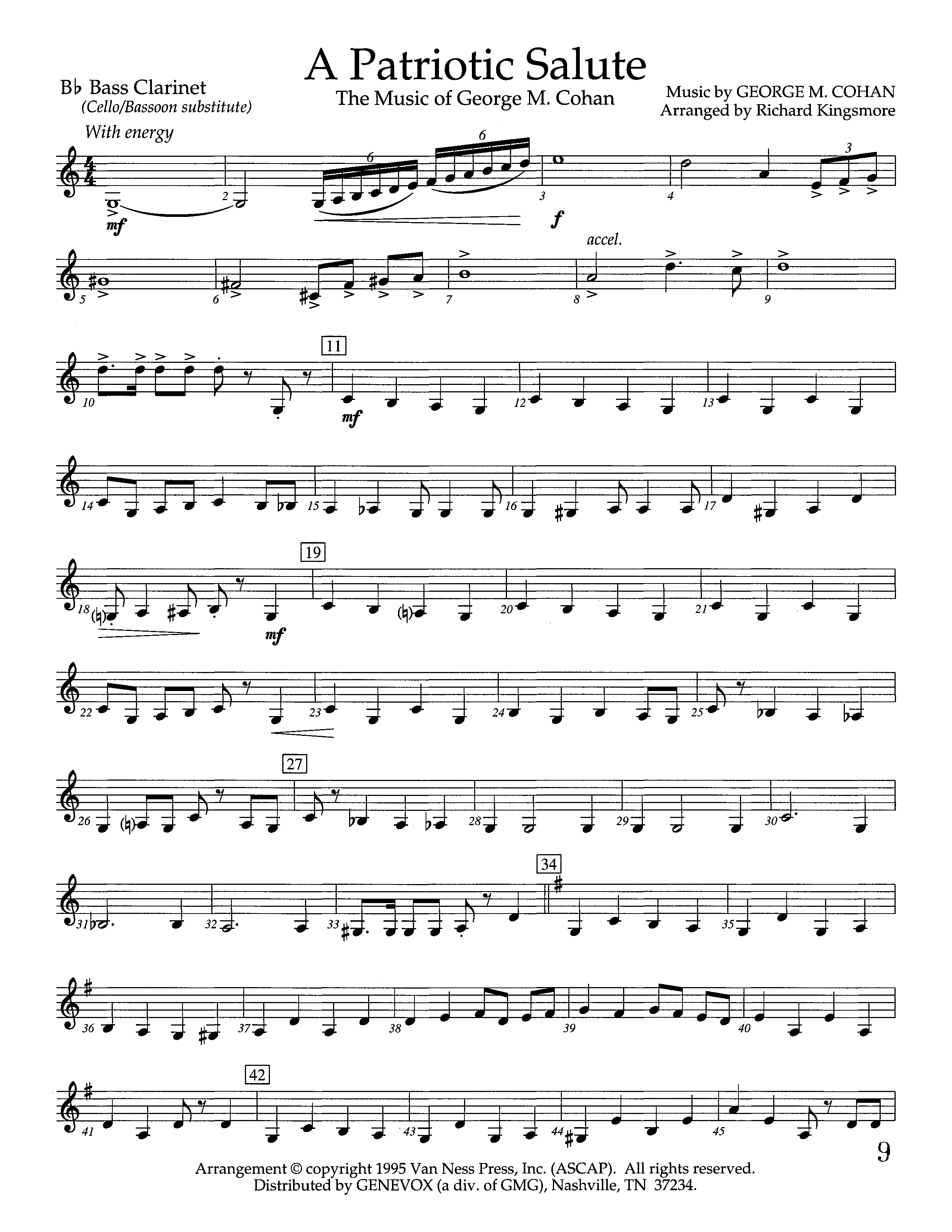 A Patriotic Salute (Instrumental) Bass Clarinet (Lifeway Worship / Arr. Richard Kingsmore)