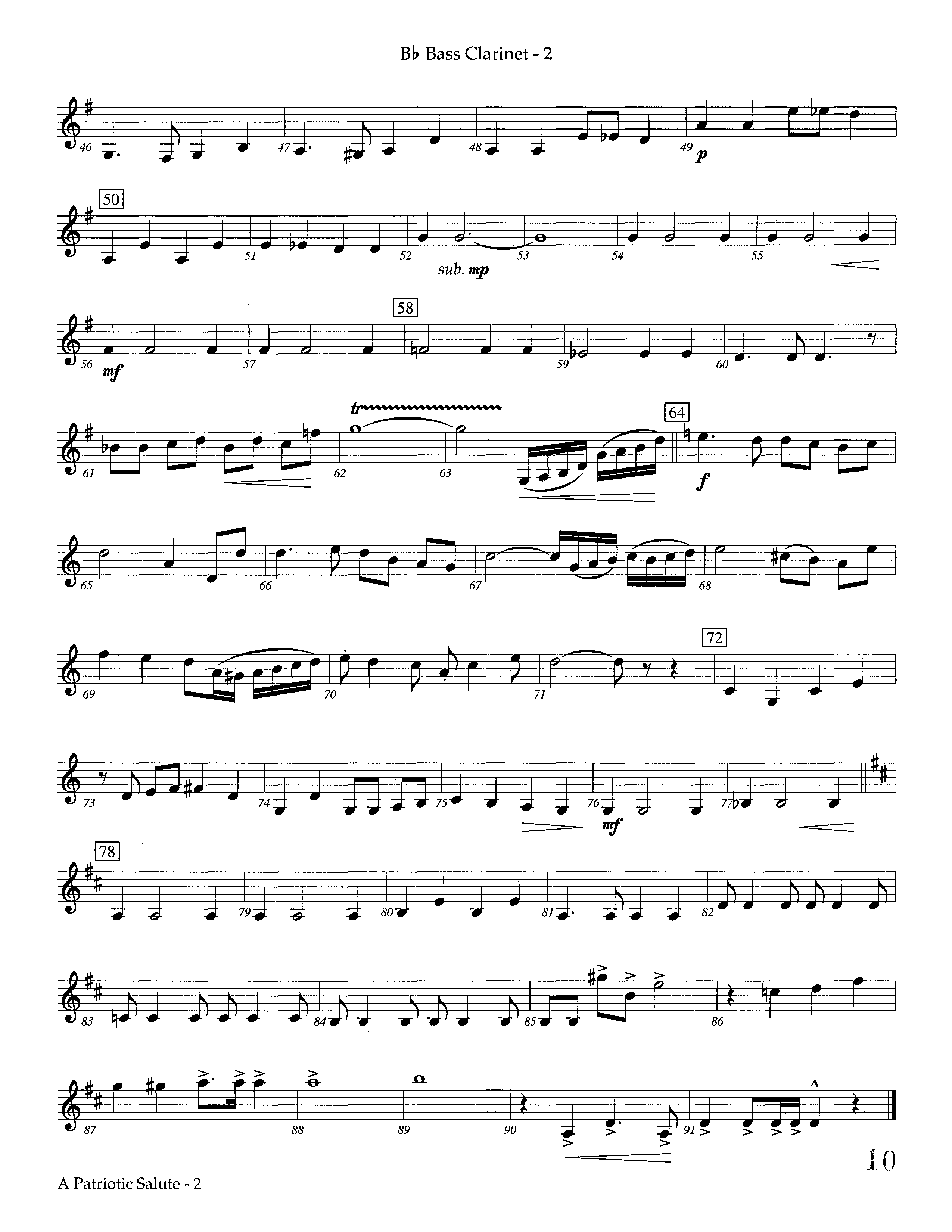 A Patriotic Salute (Instrumental) Bass Clarinet (Lifeway Worship / Arr. Richard Kingsmore)