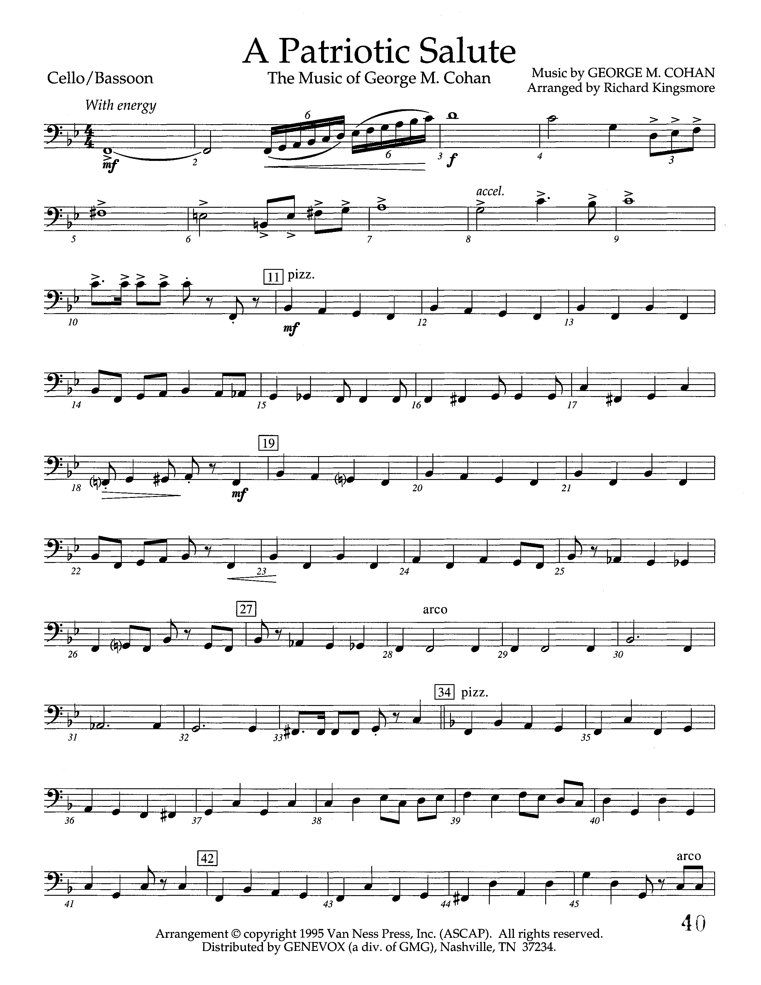 A Patriotic Salute (Instrumental) Cello (Lifeway Worship / Arr. Richard Kingsmore)