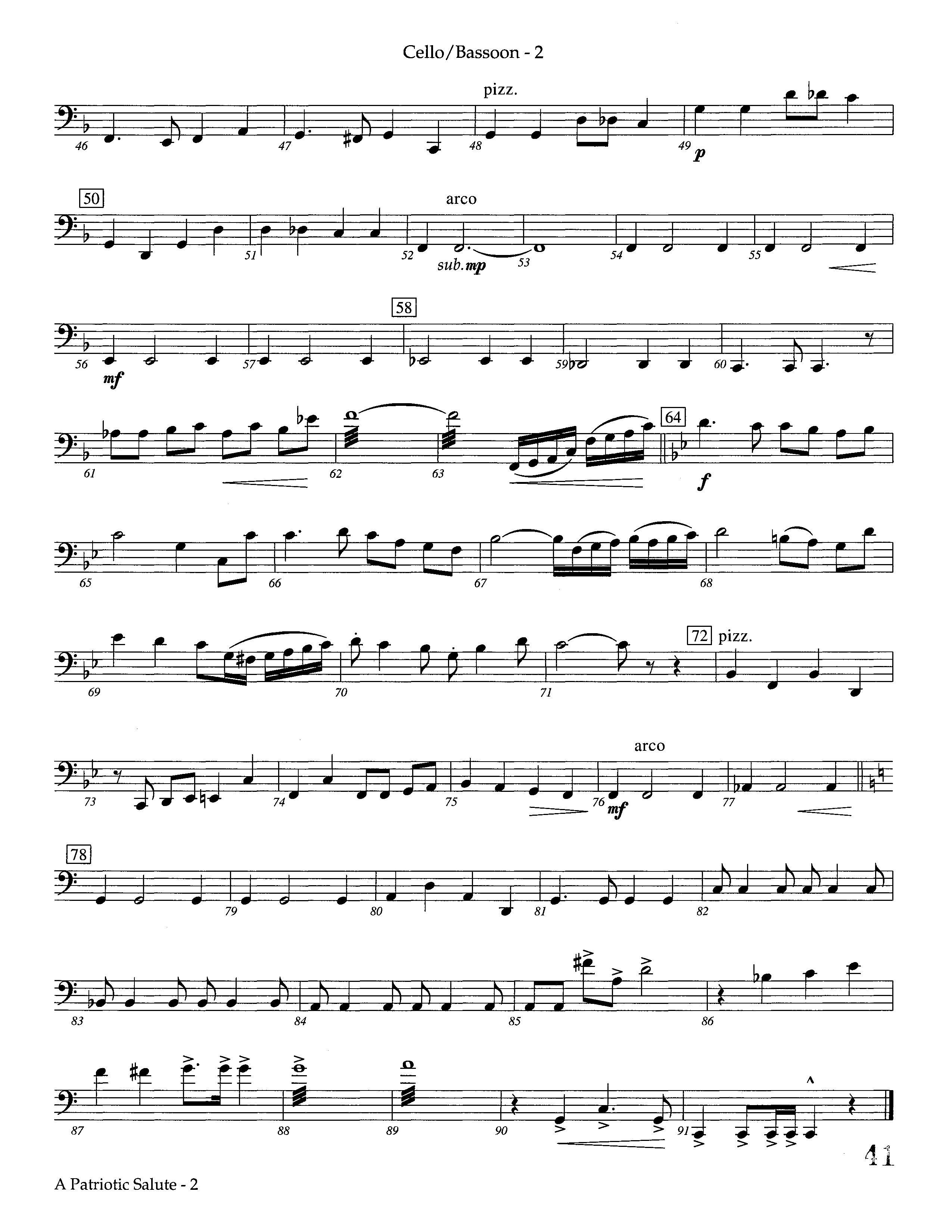 A Patriotic Salute (Instrumental) Cello (Lifeway Worship / Arr. Richard Kingsmore)