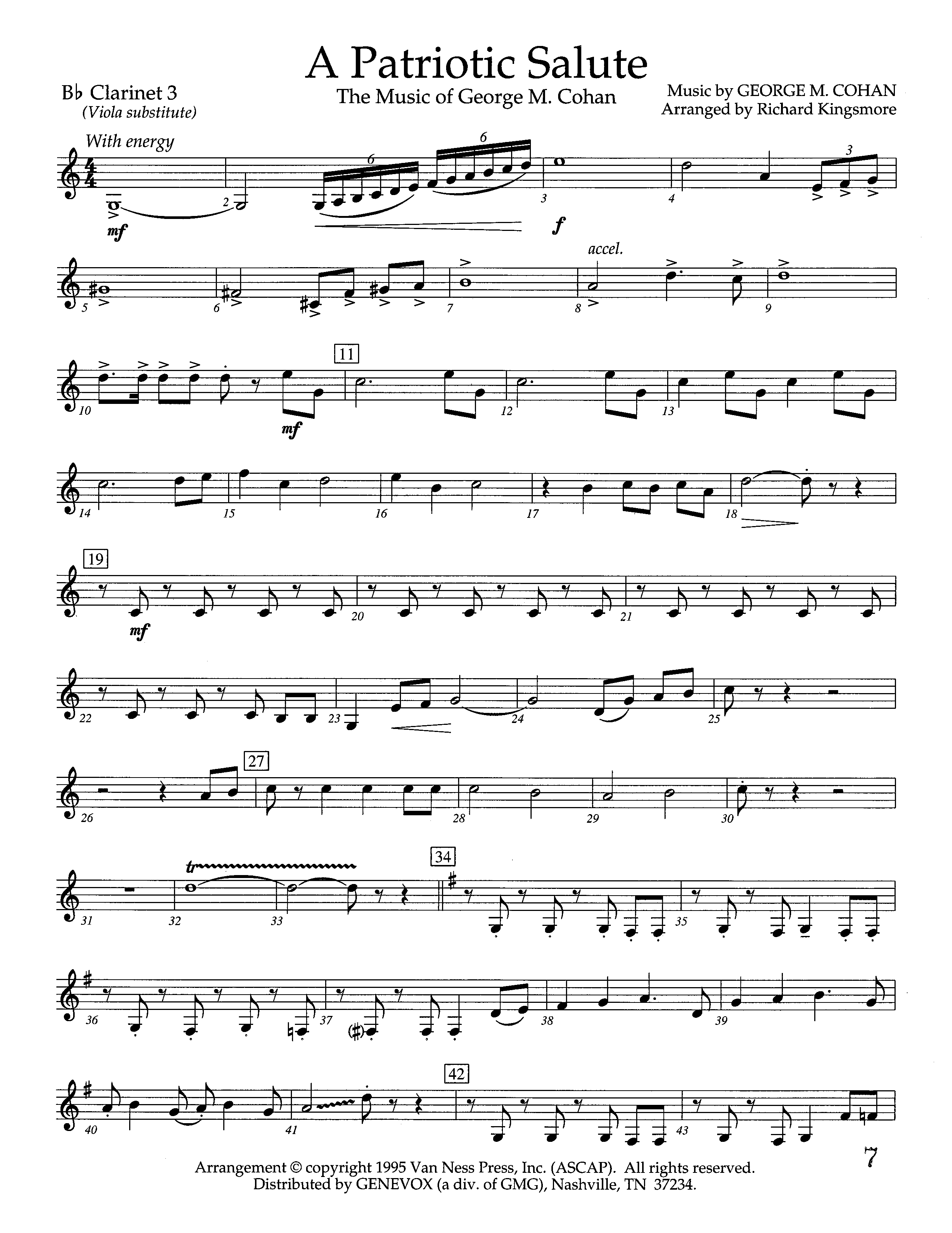A Patriotic Salute (Instrumental) Clarinet 3 (Lifeway Worship / Arr. Richard Kingsmore)
