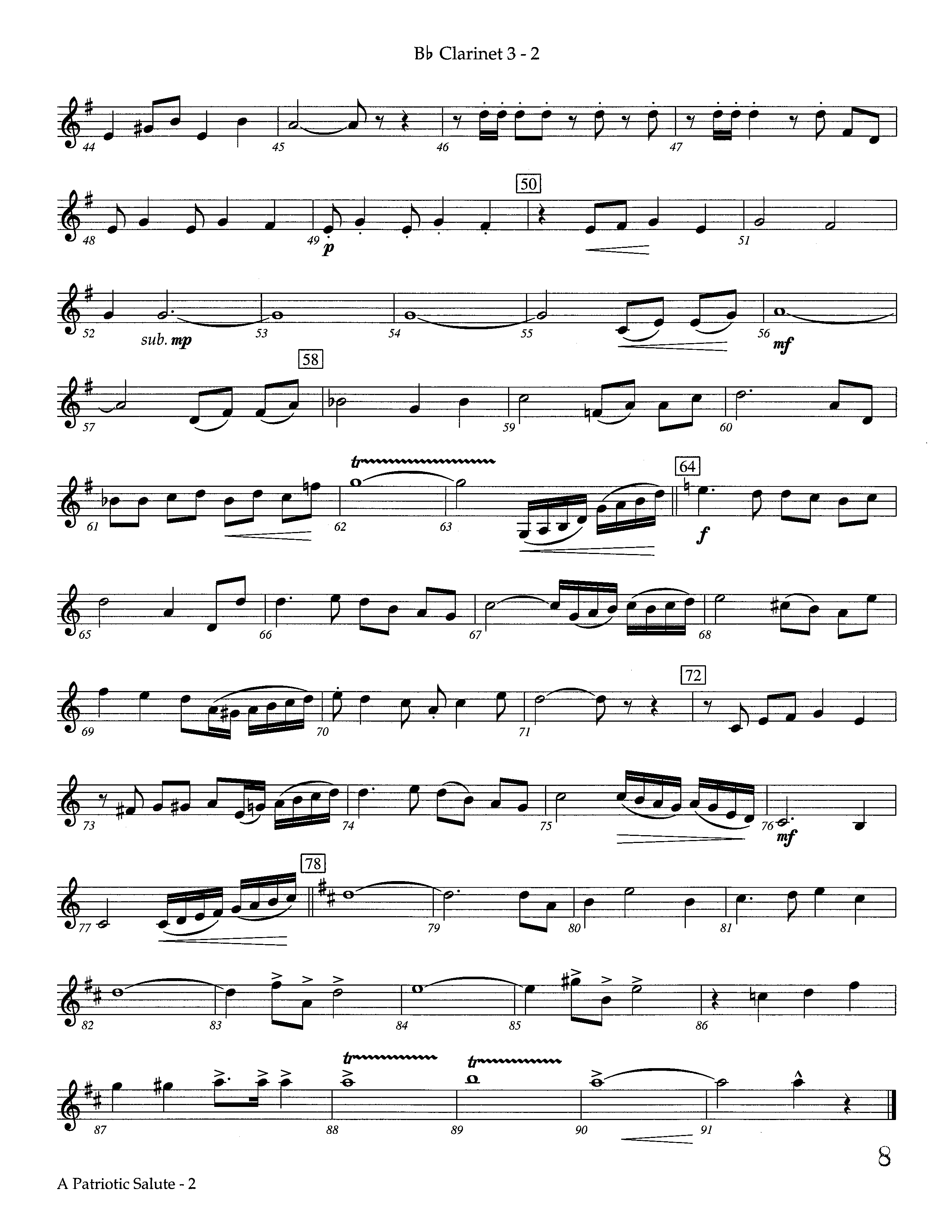 A Patriotic Salute (Instrumental) Clarinet 3 (Lifeway Worship / Arr. Richard Kingsmore)