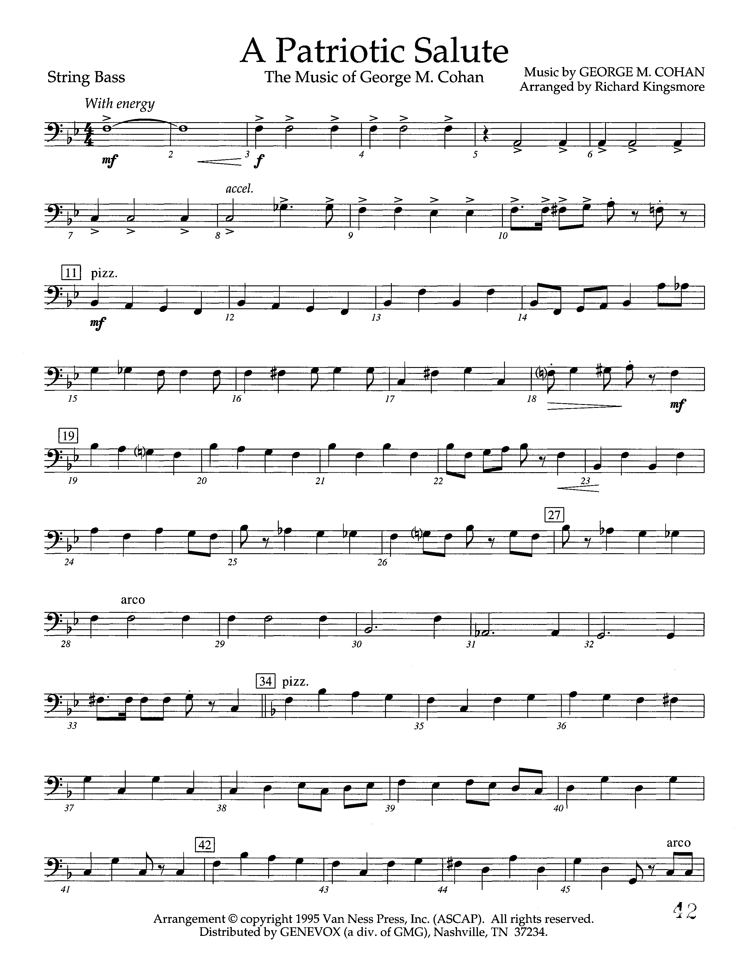A Patriotic Salute (Instrumental) Double Bass (Lifeway Worship / Arr. Richard Kingsmore)