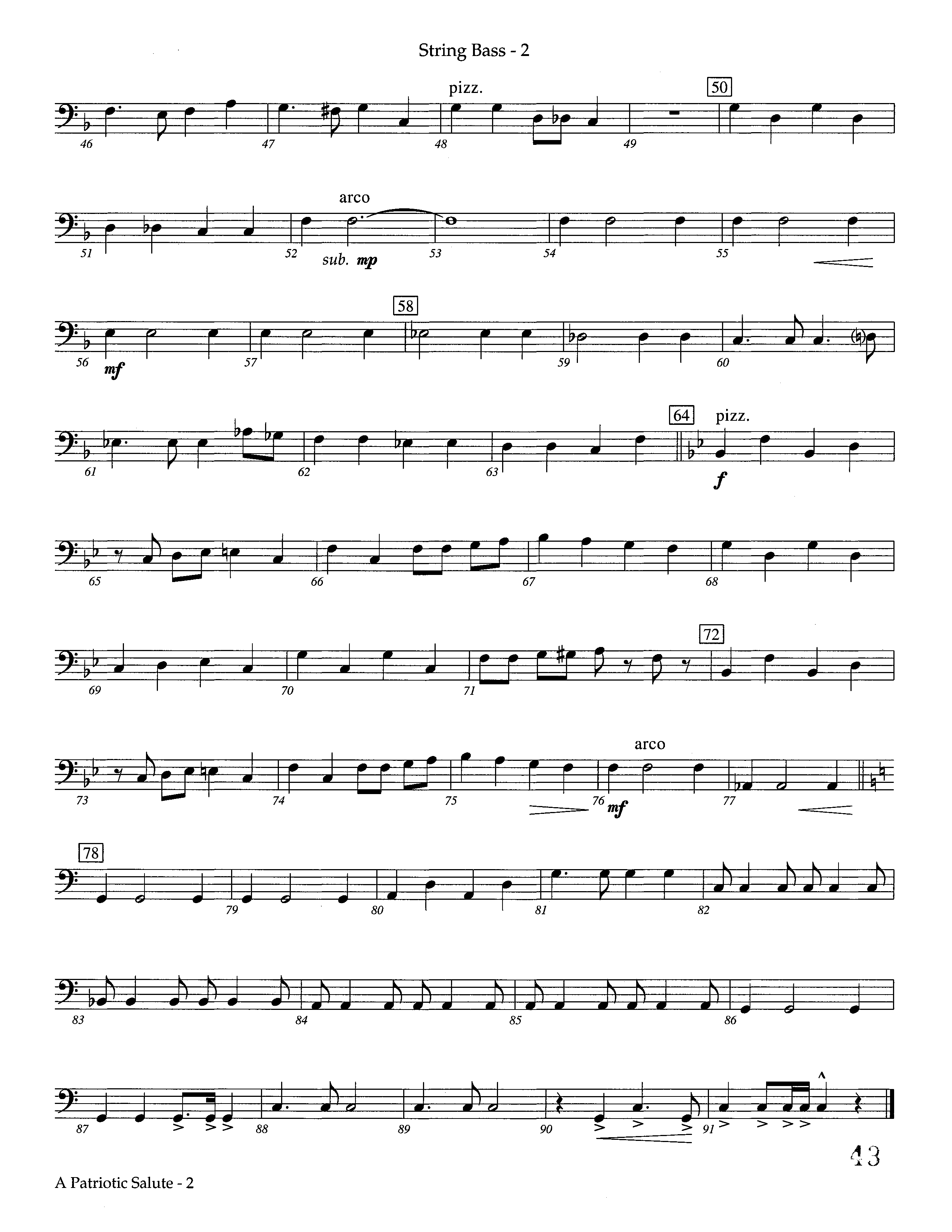 A Patriotic Salute (Instrumental) Double Bass (Lifeway Worship / Arr. Richard Kingsmore)
