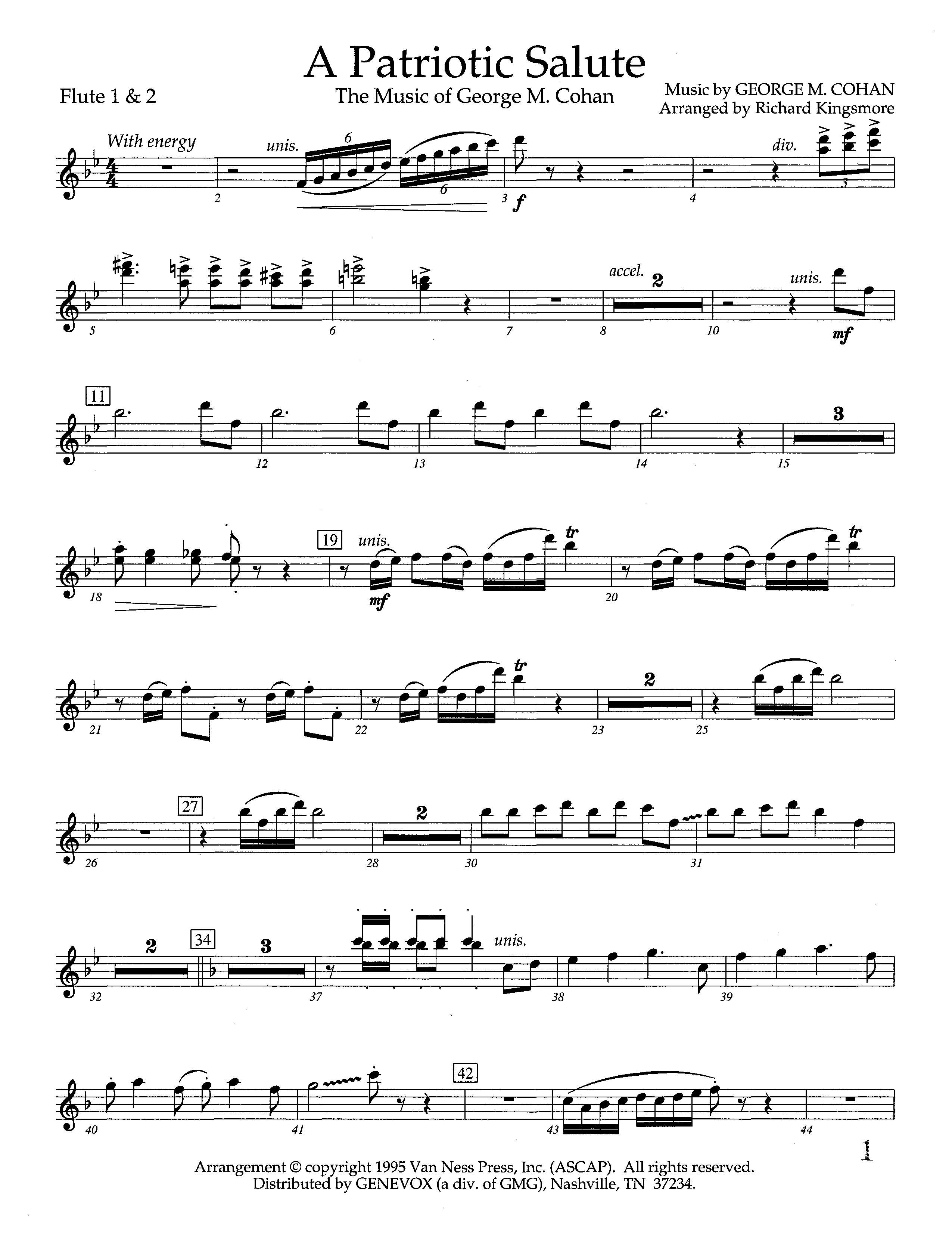 A Patriotic Salute (Instrumental) Flute 1/2 (Lifeway Worship / Arr. Richard Kingsmore)