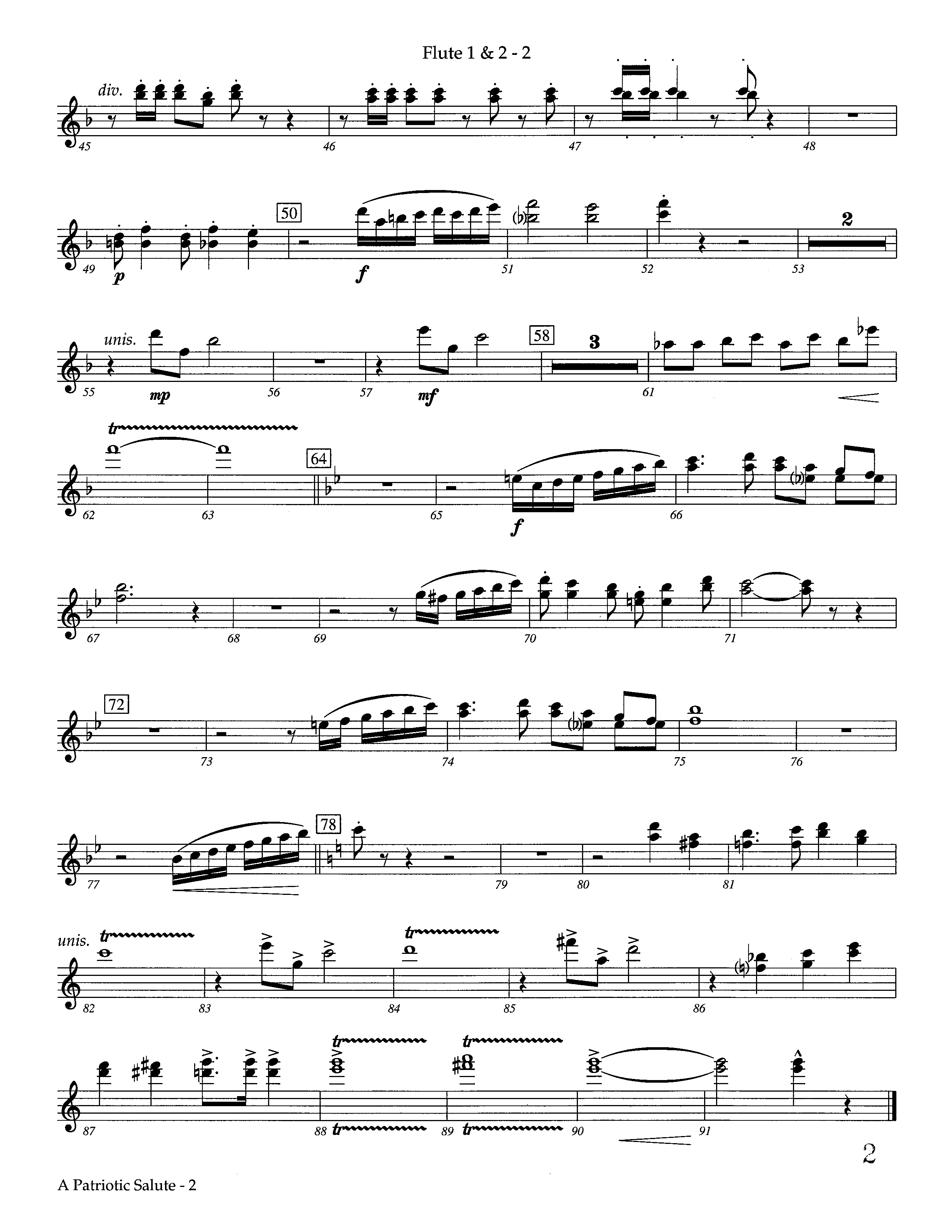 A Patriotic Salute (Instrumental) Flute 1/2 (Lifeway Worship / Arr. Richard Kingsmore)