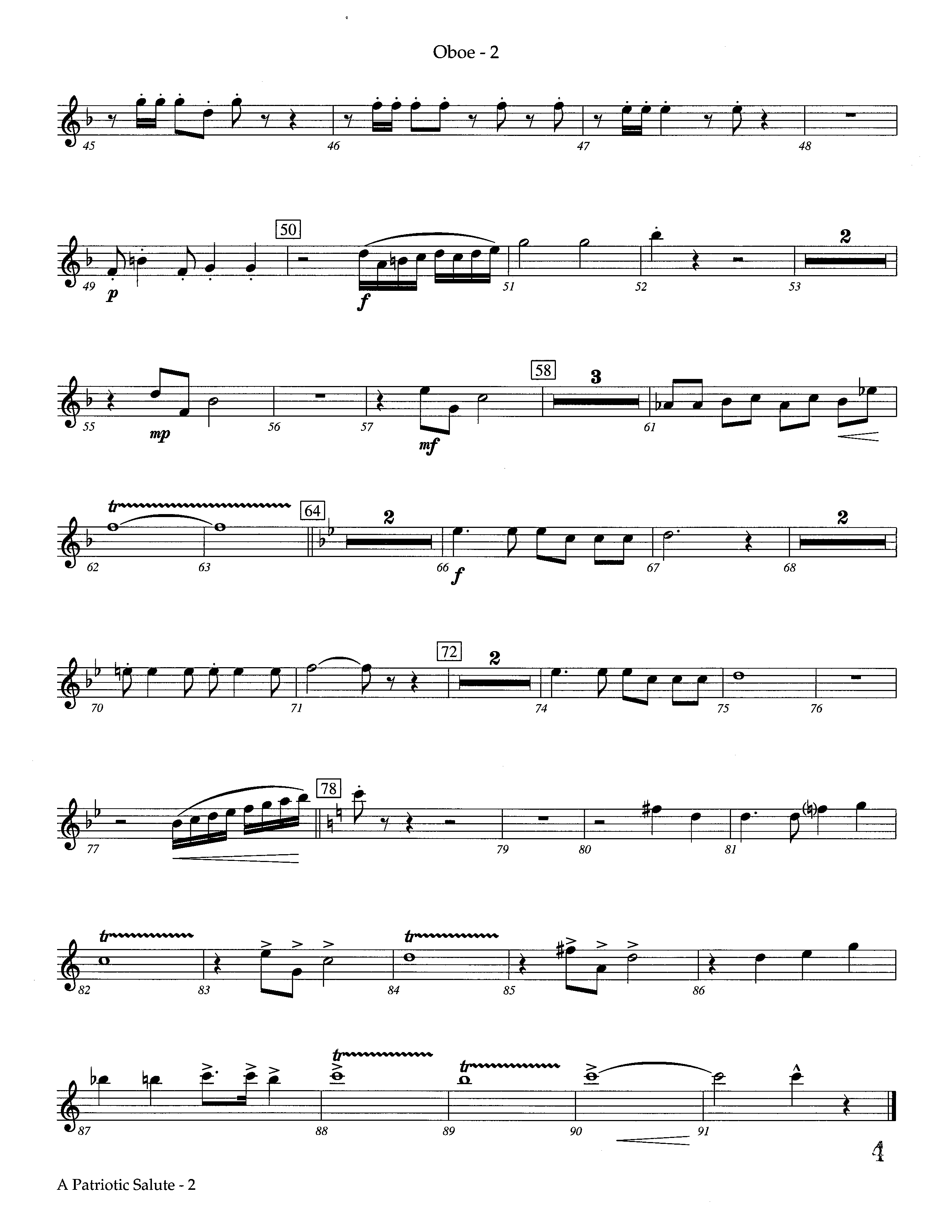 A Patriotic Salute (Instrumental) Oboe (Lifeway Worship / Arr. Richard Kingsmore)