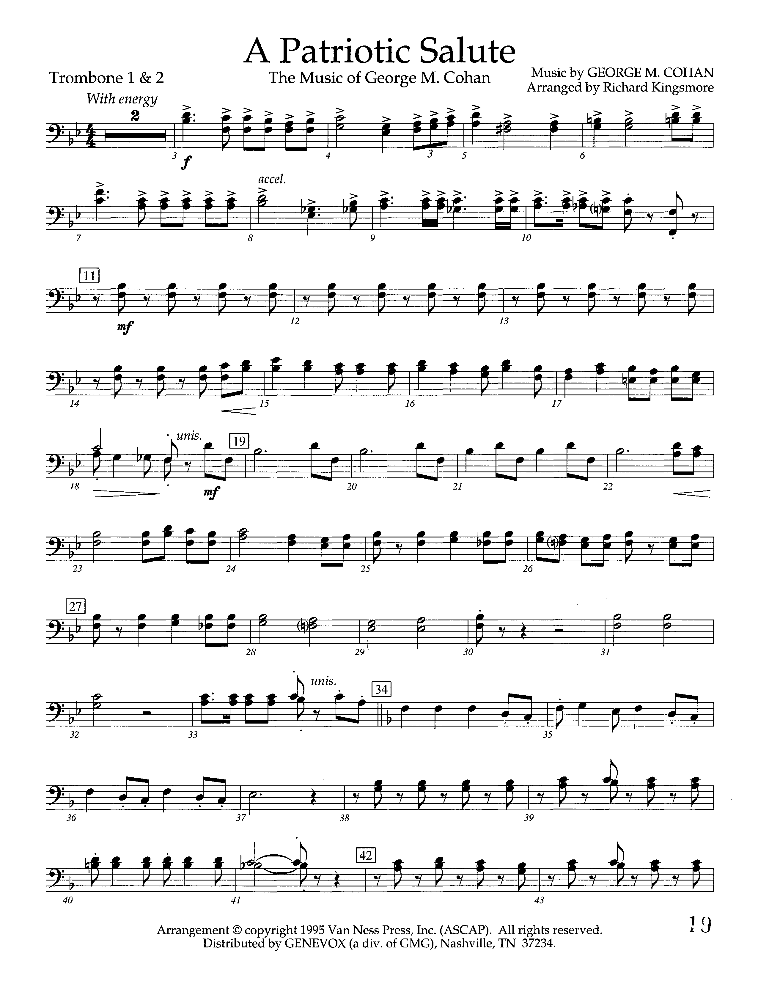 A Patriotic Salute (Instrumental) Trombone 1/2 (Lifeway Worship / Arr. Richard Kingsmore)