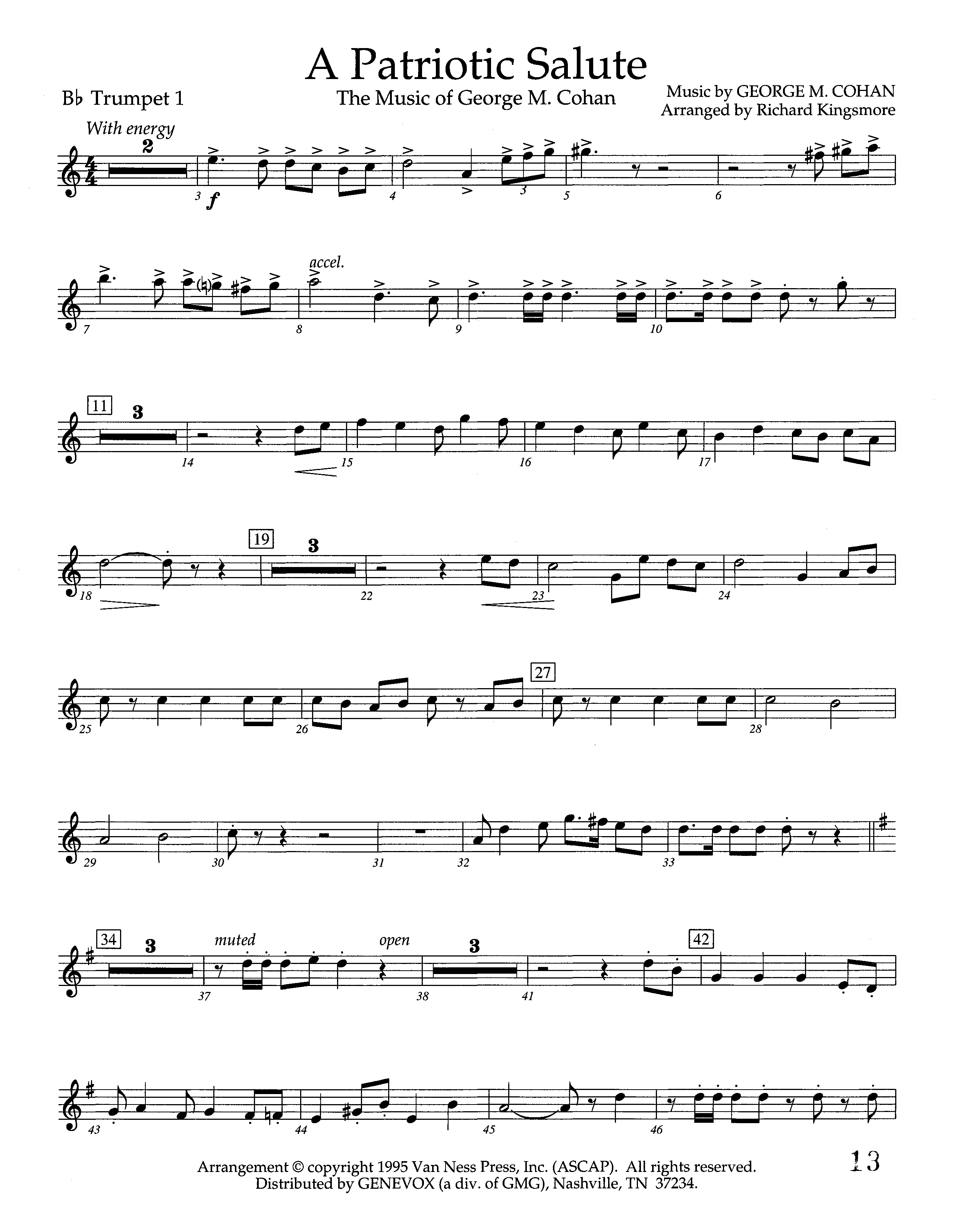 A Patriotic Salute (Instrumental) Trumpet 1 (Lifeway Worship / Arr. Richard Kingsmore)