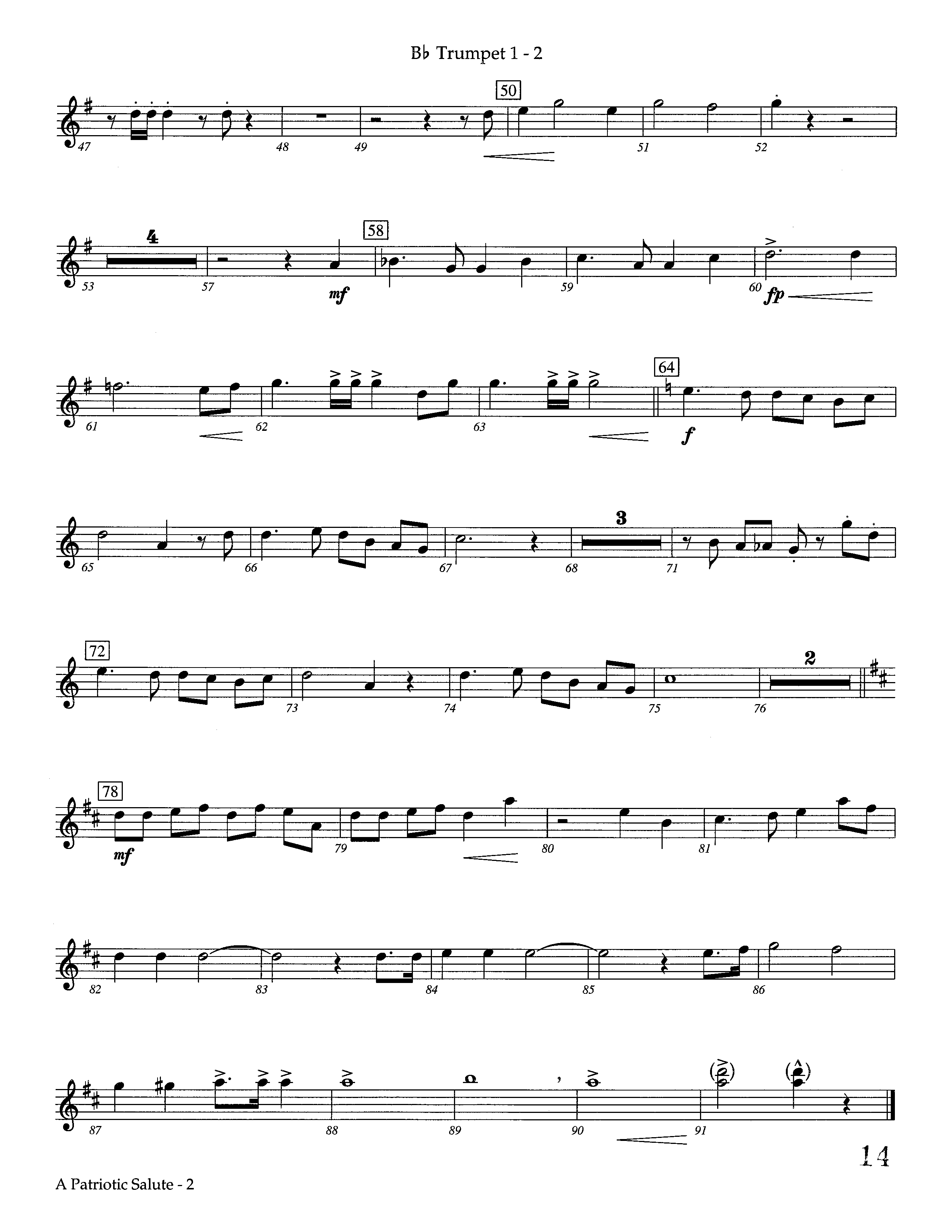 A Patriotic Salute (Instrumental) Trumpet 1 (Lifeway Worship / Arr. Richard Kingsmore)