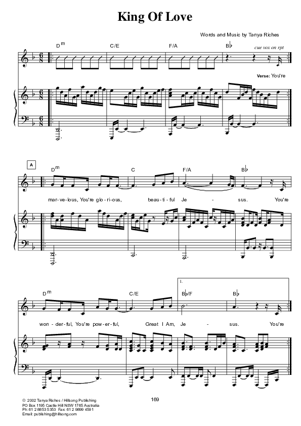 King Of Love Piano/Vocal (Hillsong Worship)