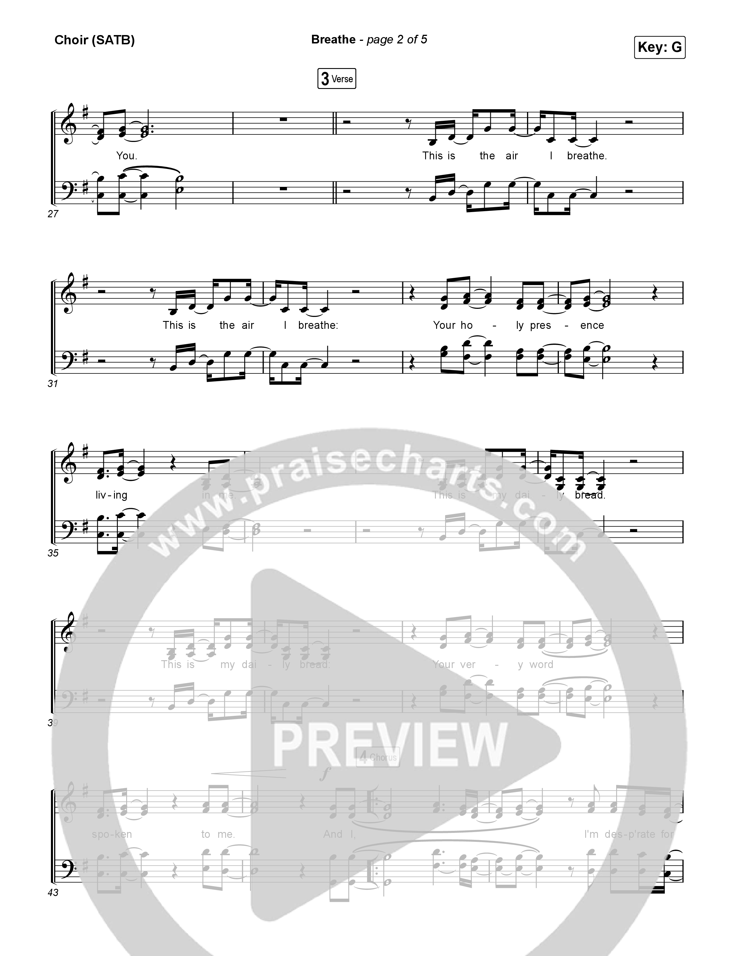 Breathe (Live) Choir Sheet (SATB) (Worship Circle / Melodie Malone)