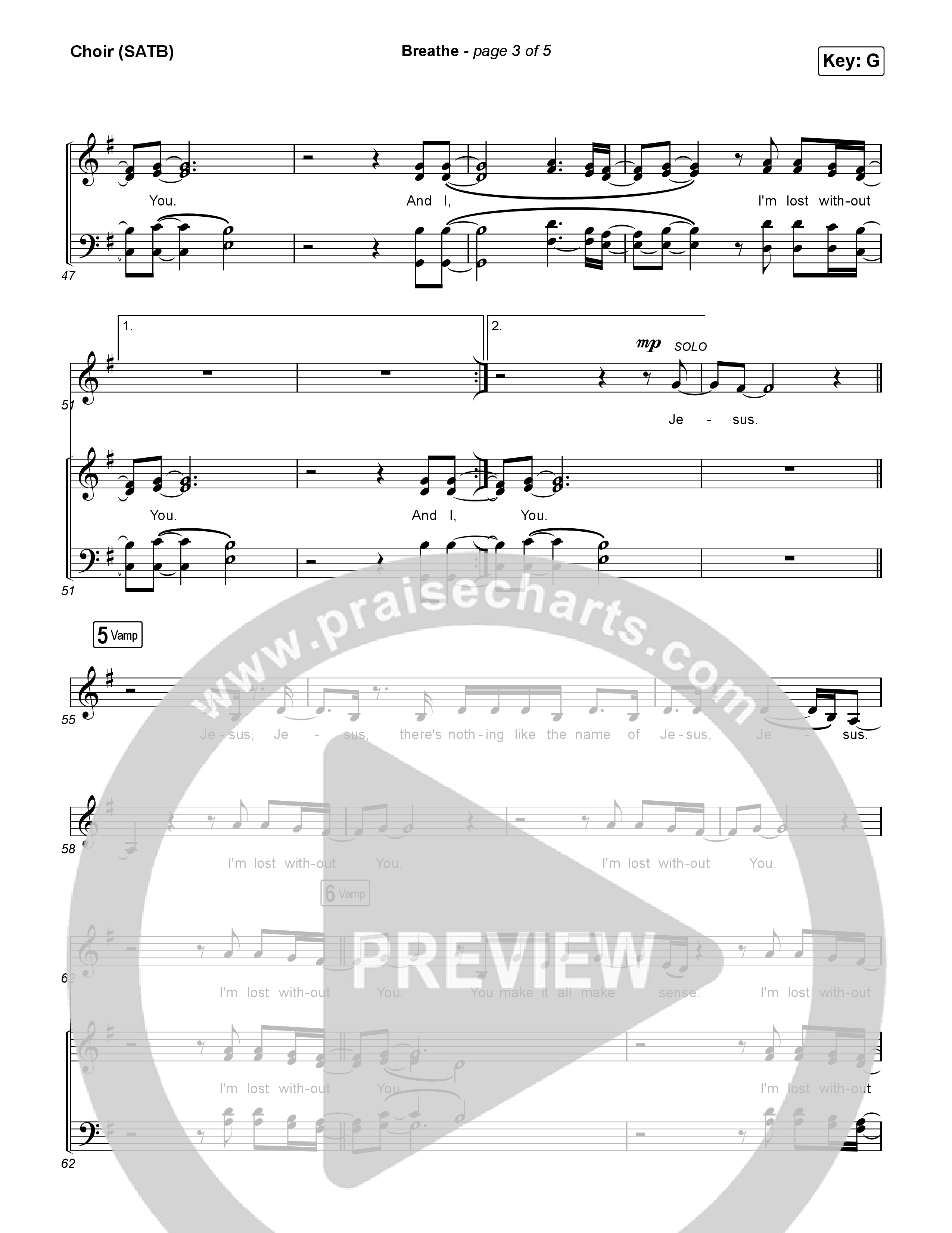 Breathe (Live) Choir Sheet (SATB) (Worship Circle / Melodie Malone)