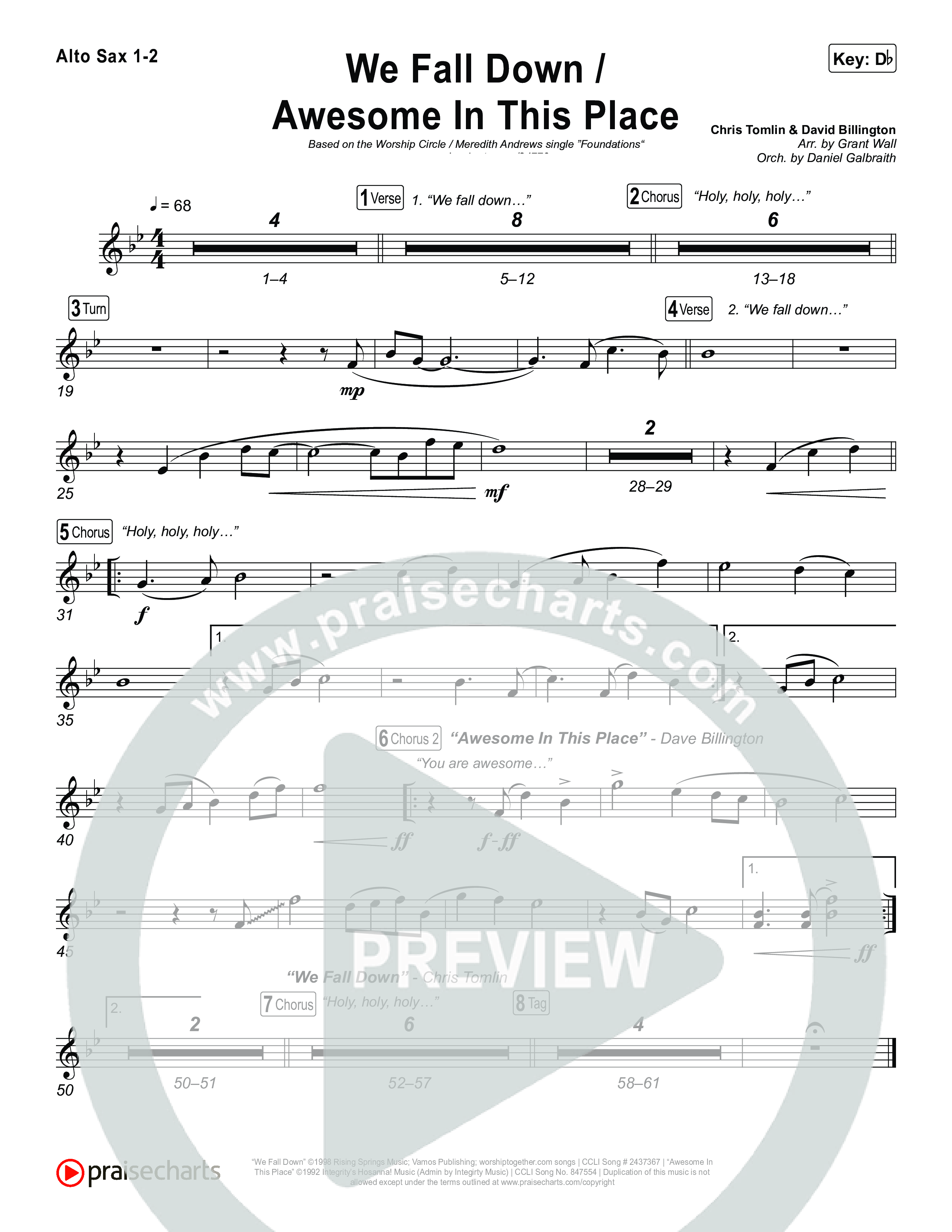 We Fall Down / Awesome In This Place (Live) Alto Sax 1,2 (Worship Circle / Meredith Andrews)