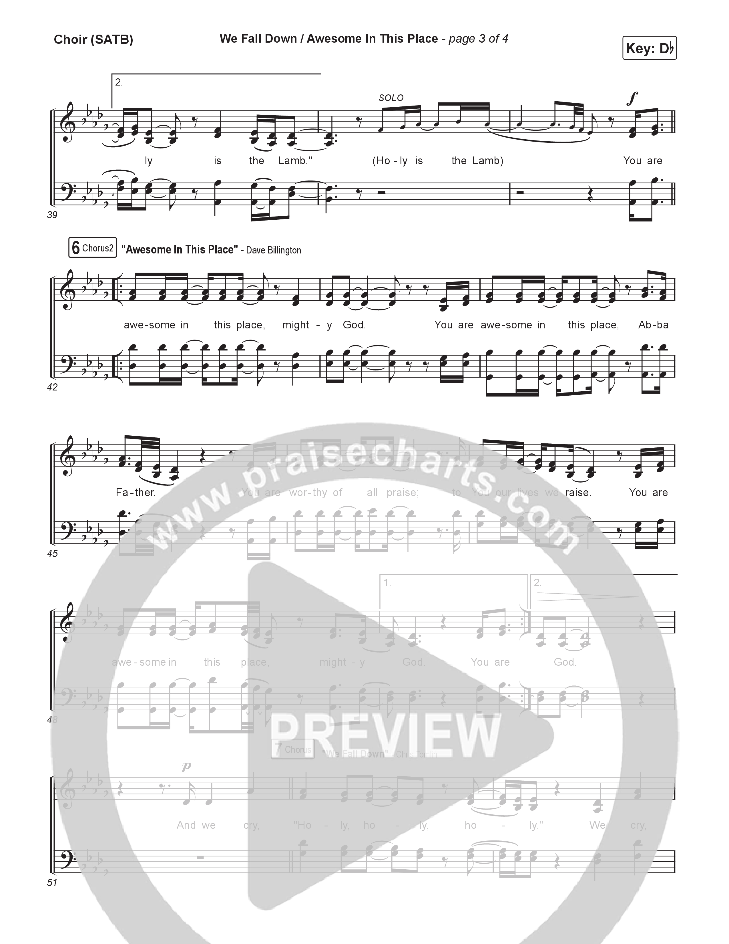 We Fall Down / Awesome In This Place (Live) Choir Sheet (SATB) (Worship Circle / Meredith Andrews)