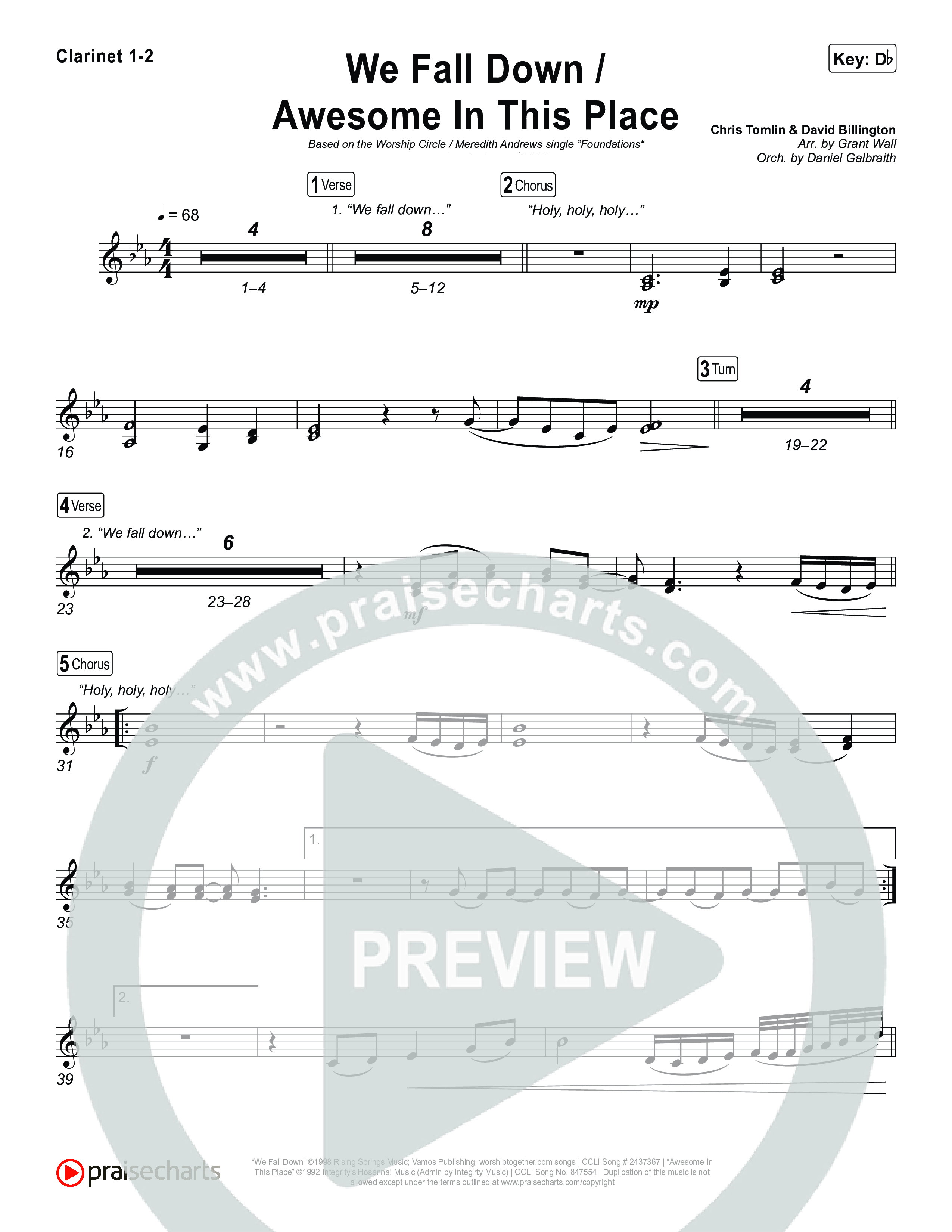 We Fall Down / Awesome In This Place (Live) Clarinet 1,2 (Worship Circle / Meredith Andrews)