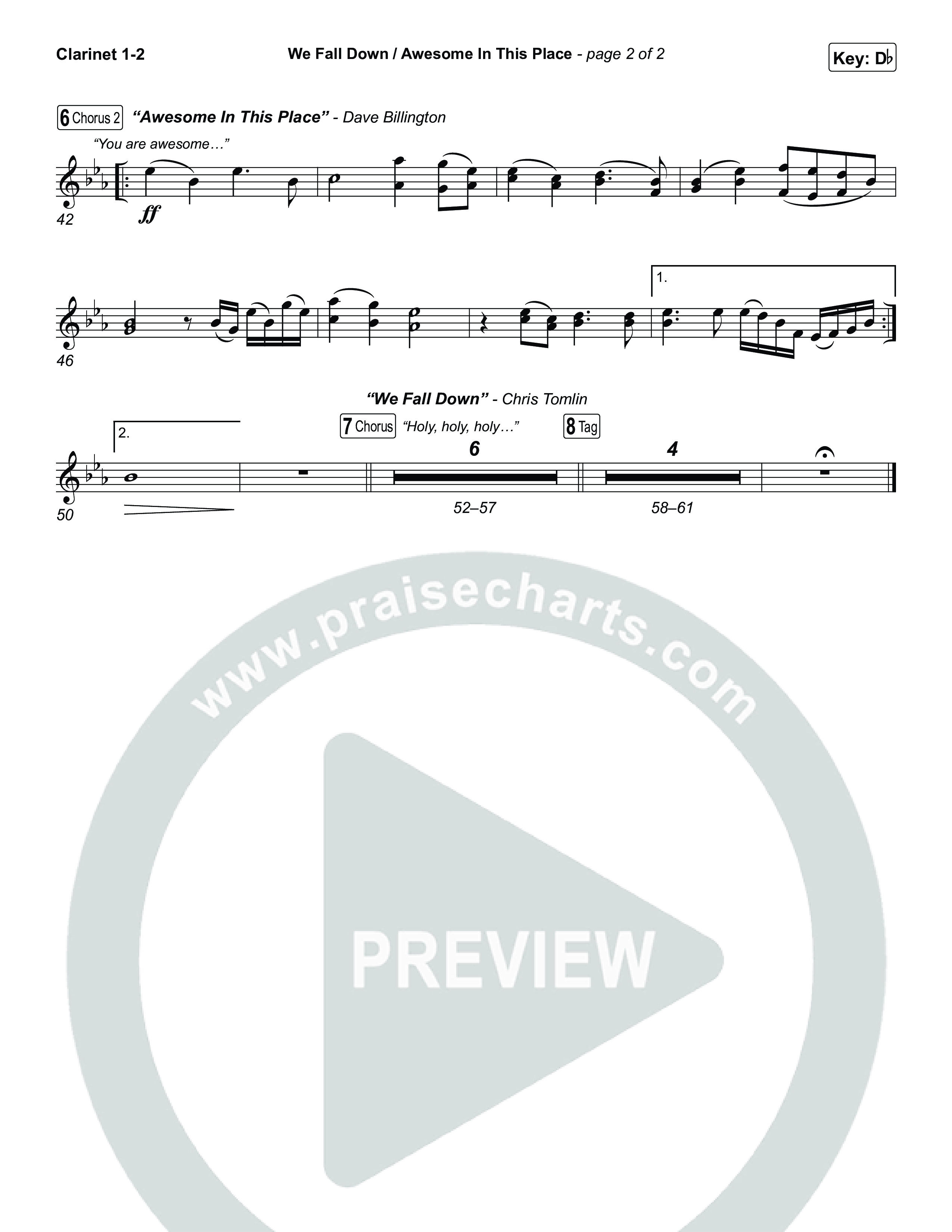 We Fall Down / Awesome In This Place (Live) Clarinet 1,2 (Worship Circle / Meredith Andrews)