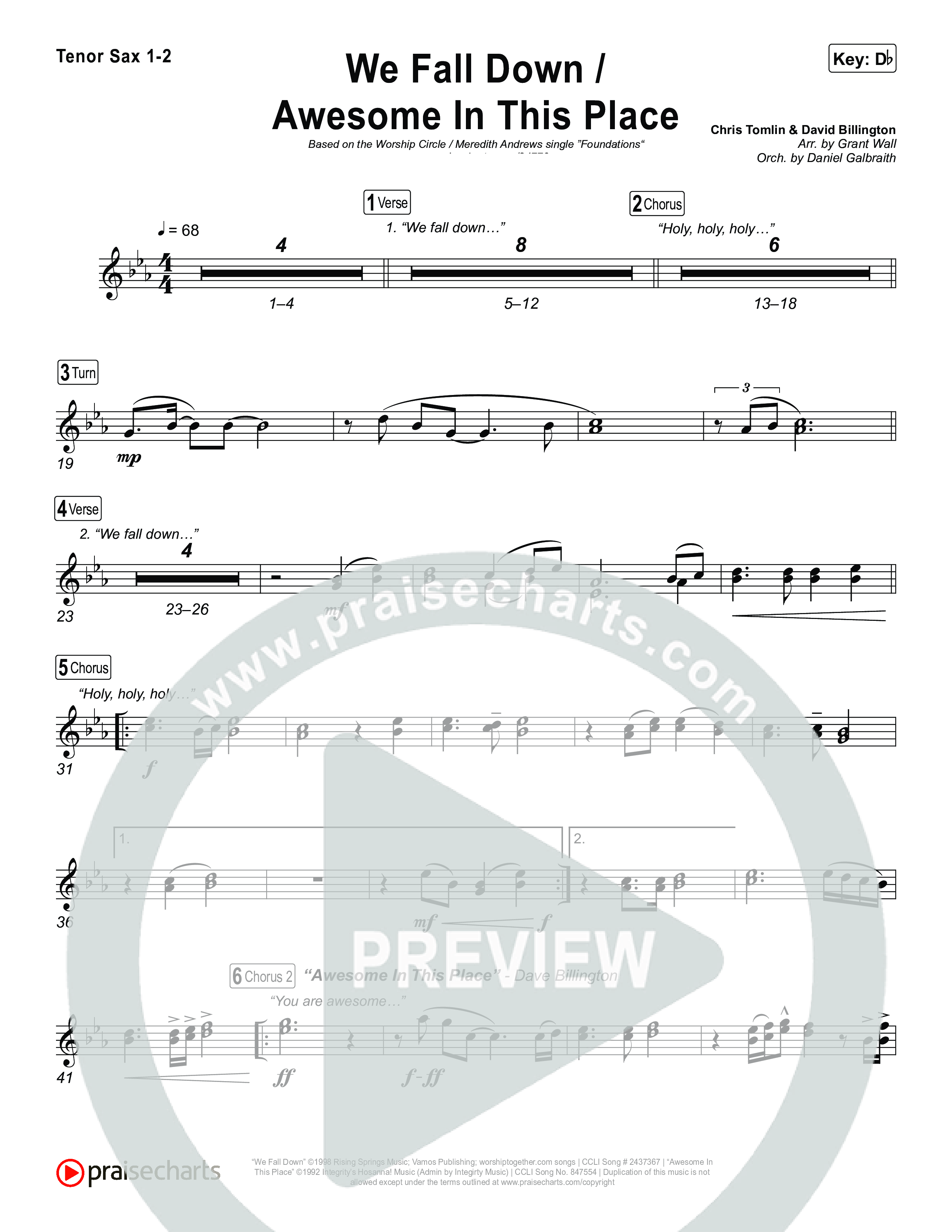 We Fall Down / Awesome In This Place (Live) Sax Pack (Worship Circle / Meredith Andrews)