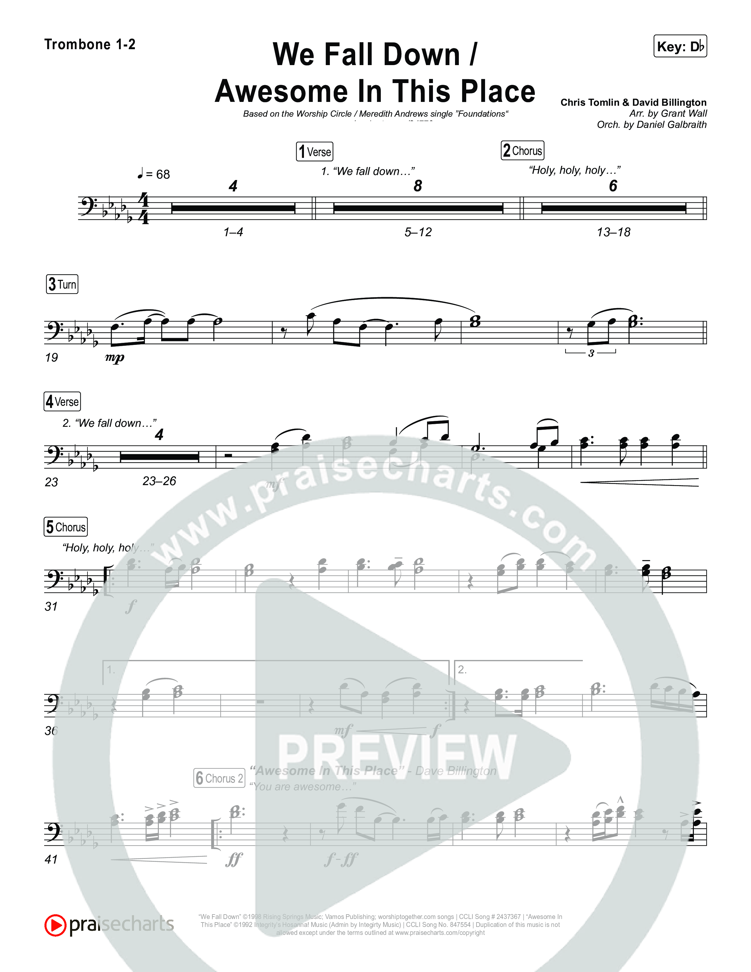 We Fall Down / Awesome In This Place (Live) Trombone 1,2 (Worship Circle / Meredith Andrews)