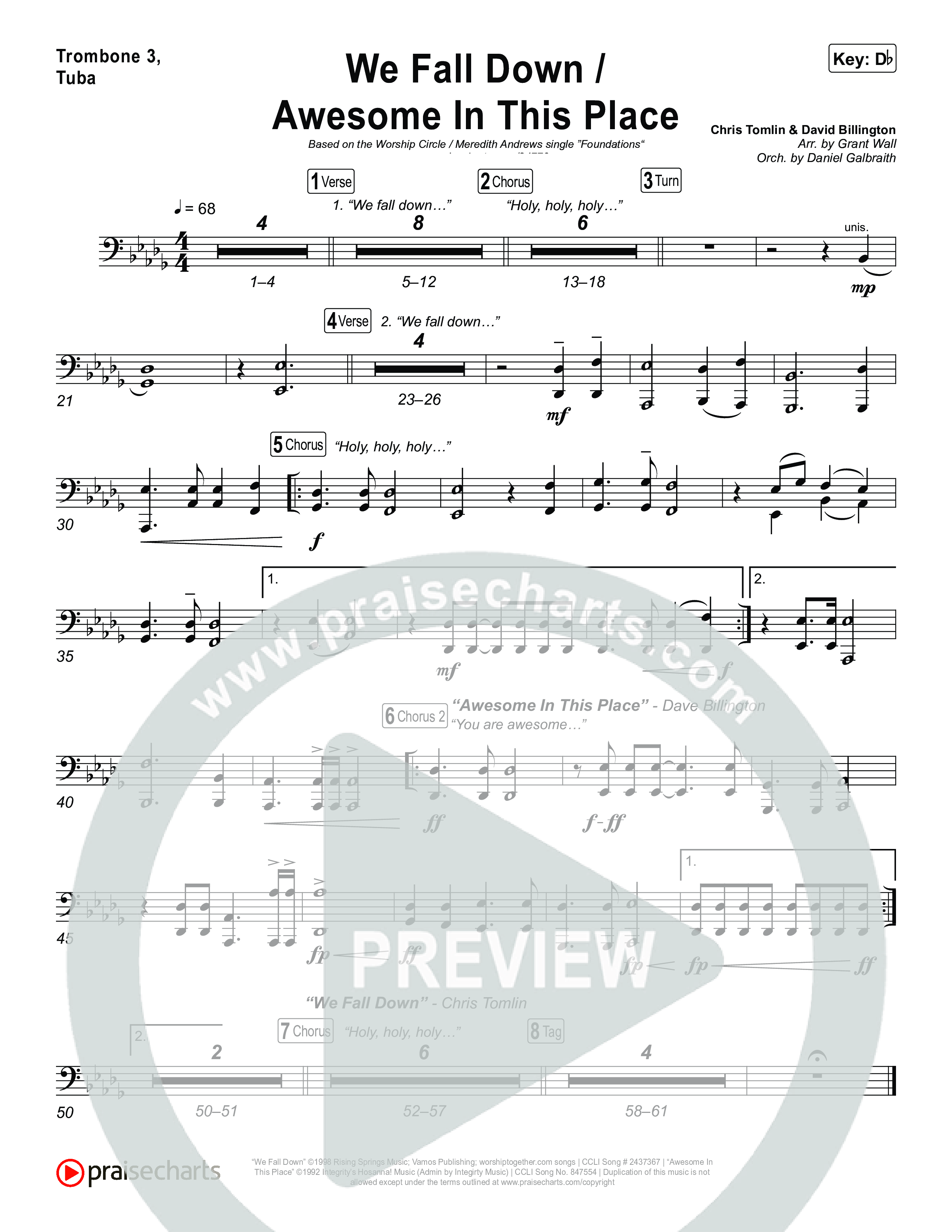 We Fall Down / Awesome In This Place (Live) Trombone 1,2 (Worship Circle / Meredith Andrews)