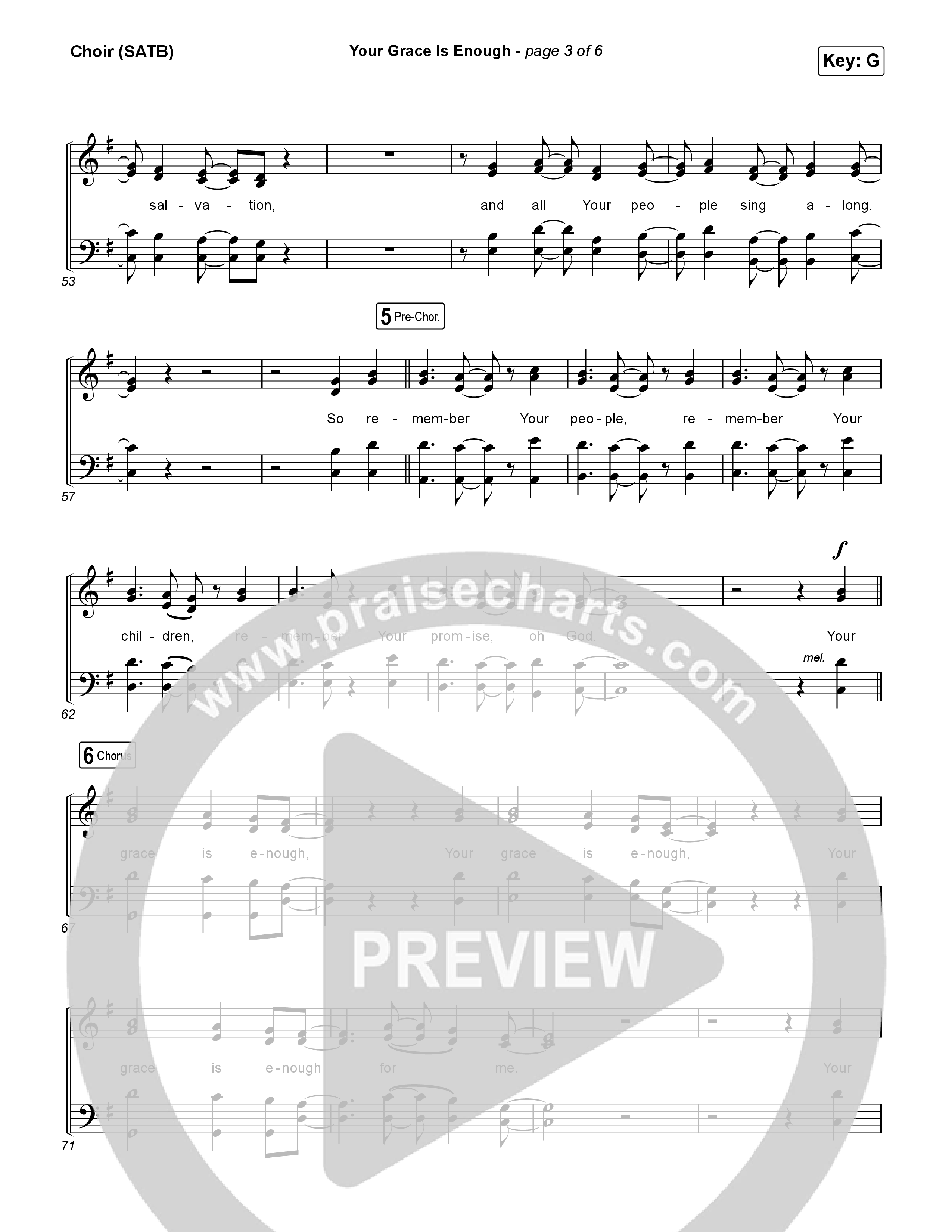 Your Grace Is Enough (Live) Choir Sheet (SATB) (Worship Circle / Matt Maher)