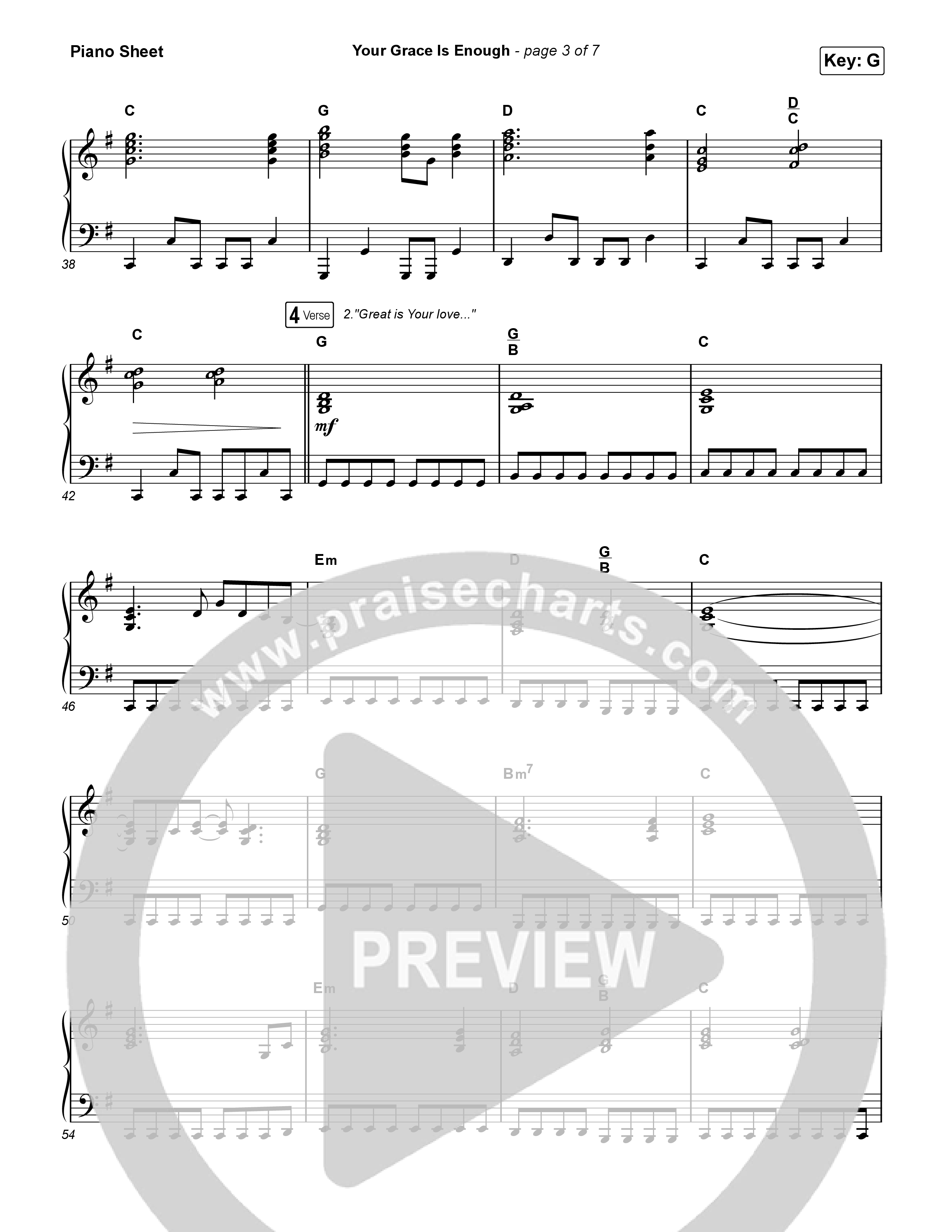 Your Grace Is Enough (Live) Piano Sheet (Worship Circle / Matt Maher)