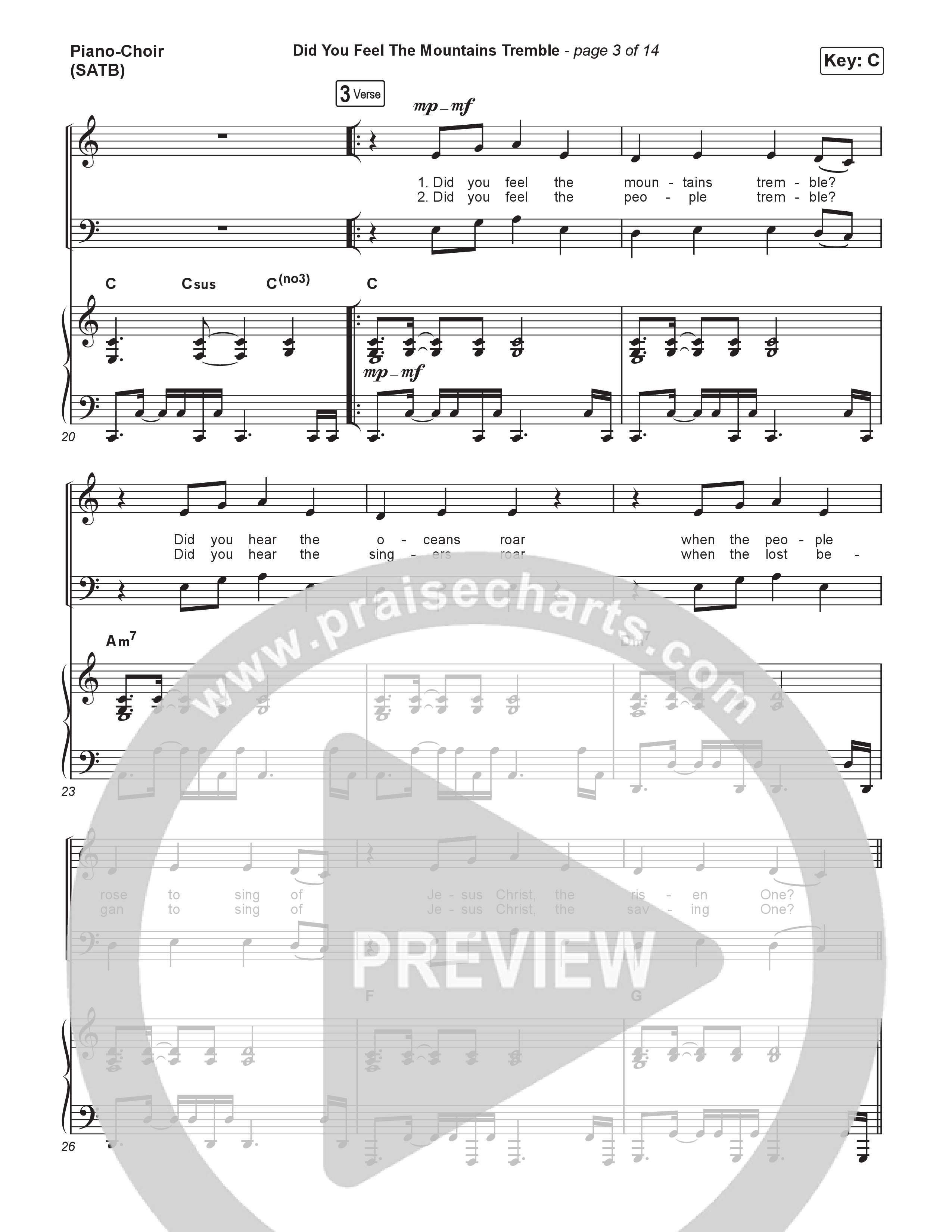 Did You Feel the Mountains Tremble (Live) Piano/Vocal Pack (Worship Circle / Kristian Stanfill)