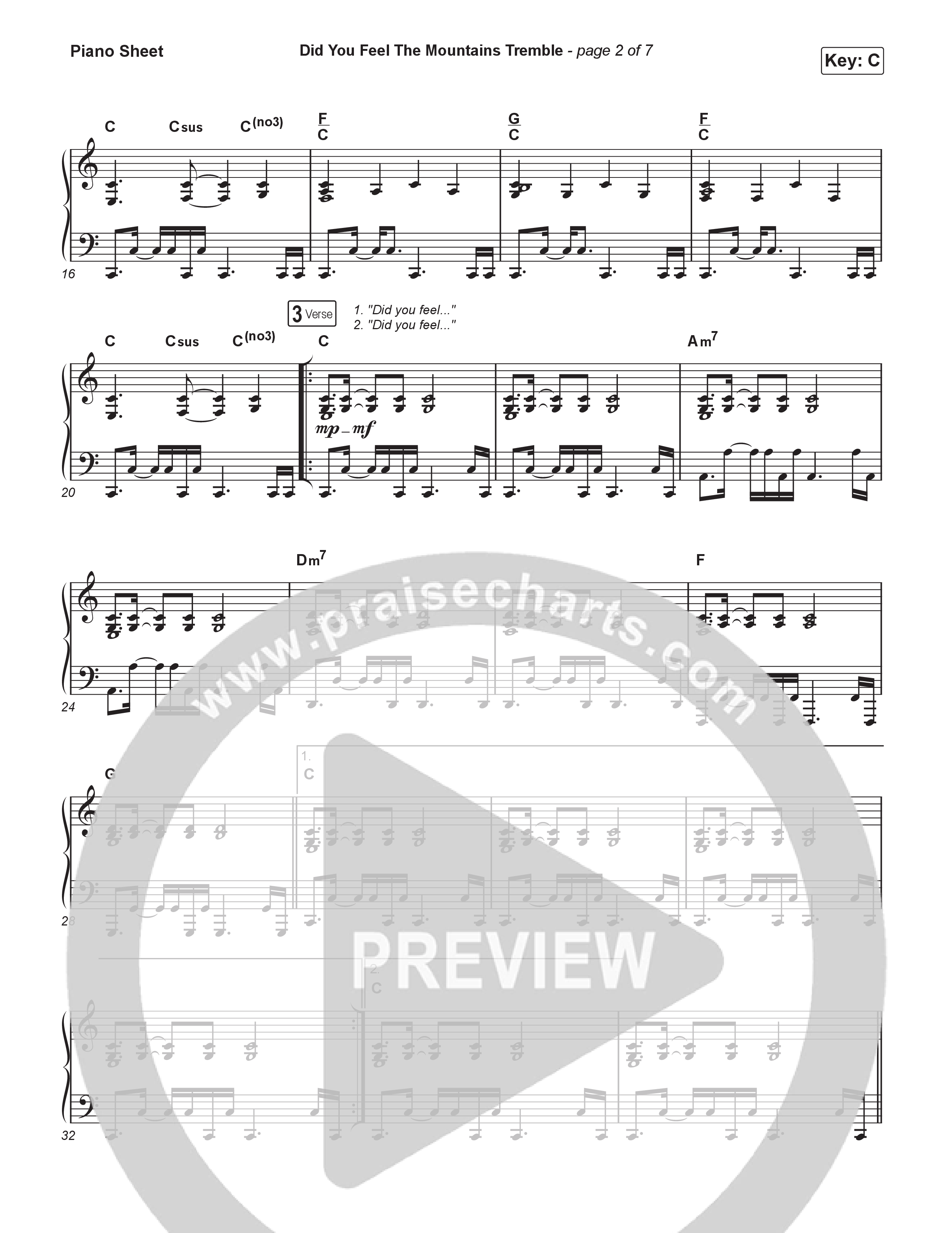 Did You Feel the Mountains Tremble (Live) Piano Sheet (Worship Circle / Kristian Stanfill)