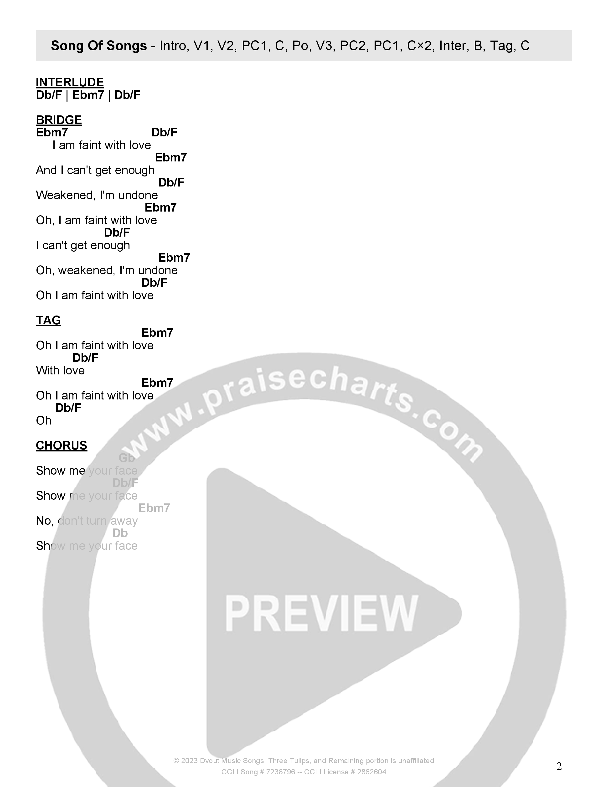 Song Of Songs Chord Chart (Gracie Binion)