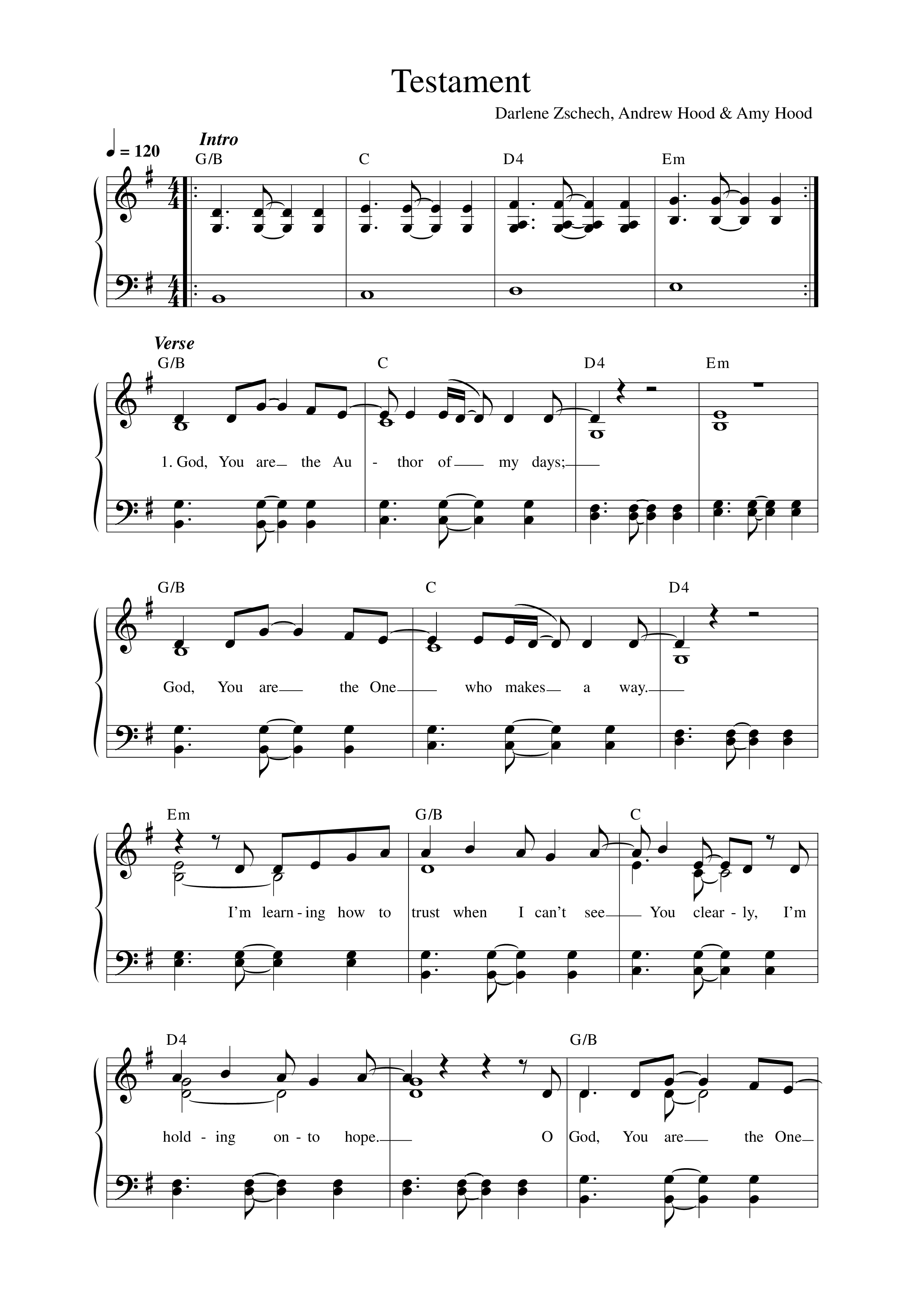 Testament Lead Sheet Melody (Darlene Zschech)