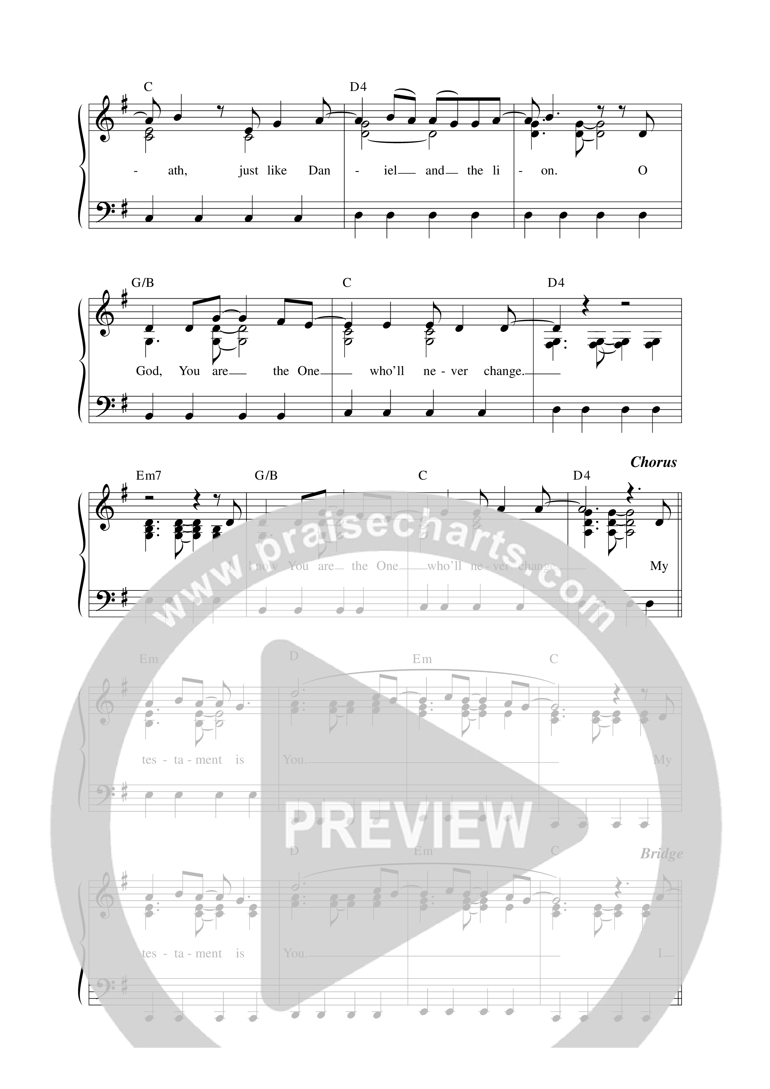 Testament Lead Sheet Melody (Darlene Zschech)
