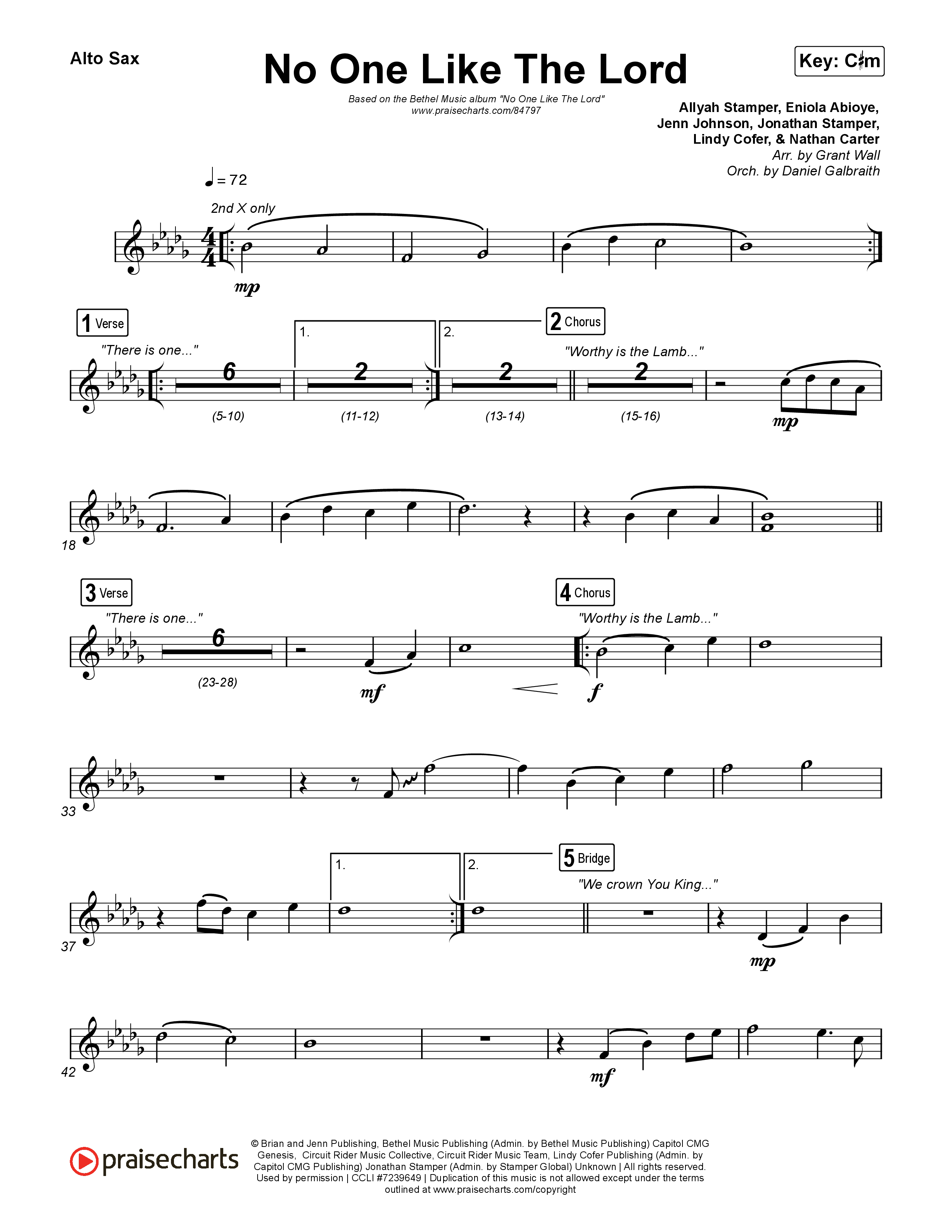 No One Like The Lord (Live) Sax Pack (Bethel Music / Jenn Johnson)