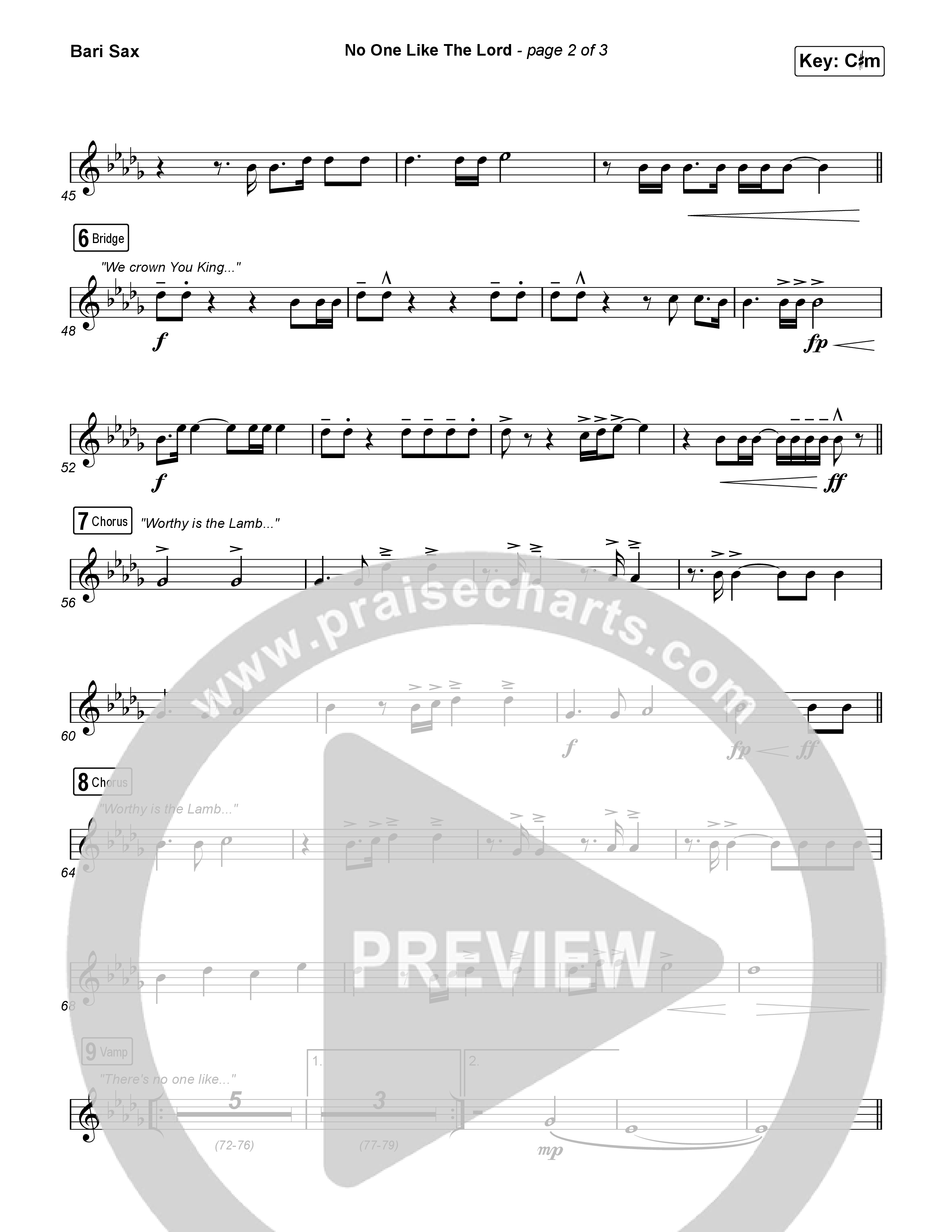 No One Like The Lord (Live) Bari Sax (Bethel Music / Jenn Johnson)