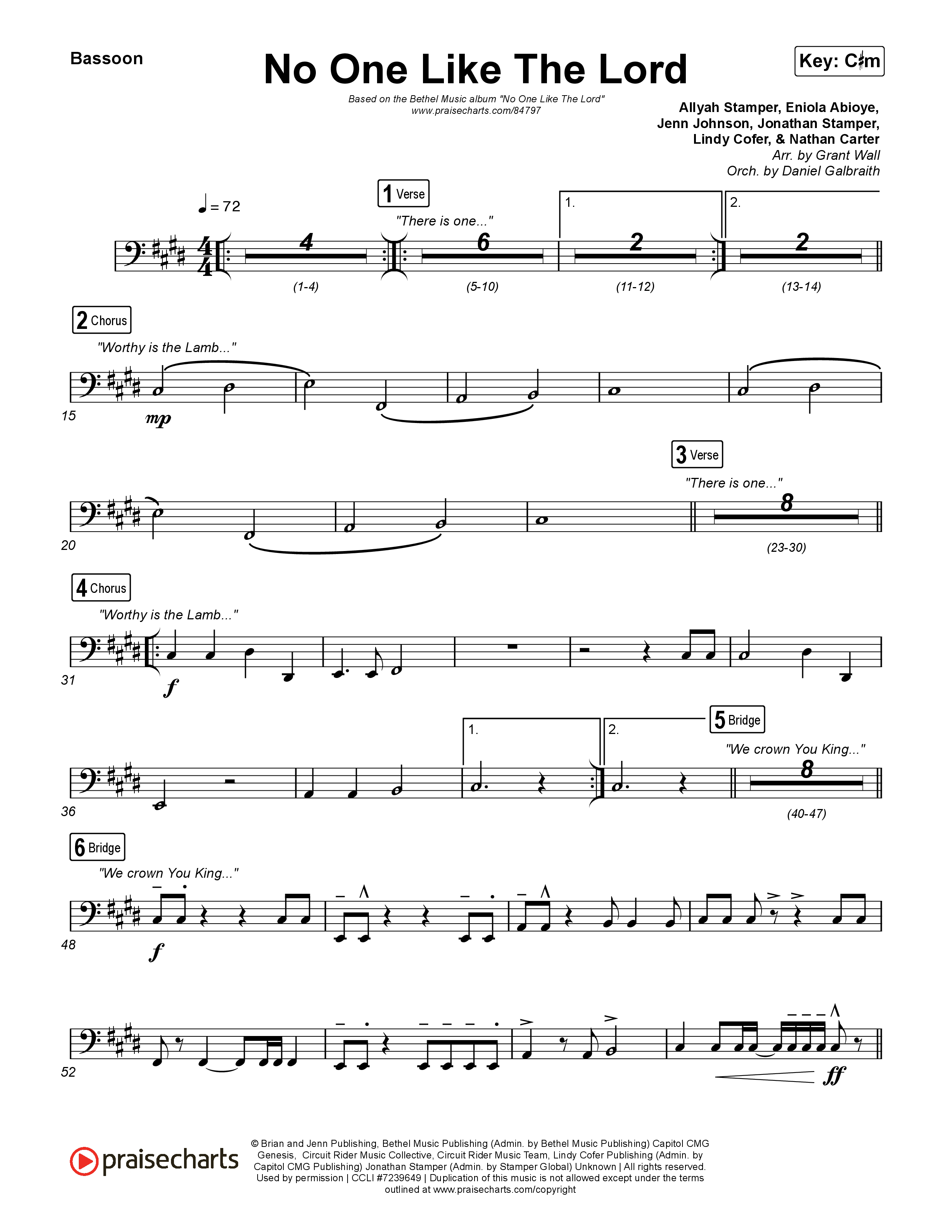 No One Like The Lord (Live) Bassoon (Bethel Music / Jenn Johnson)