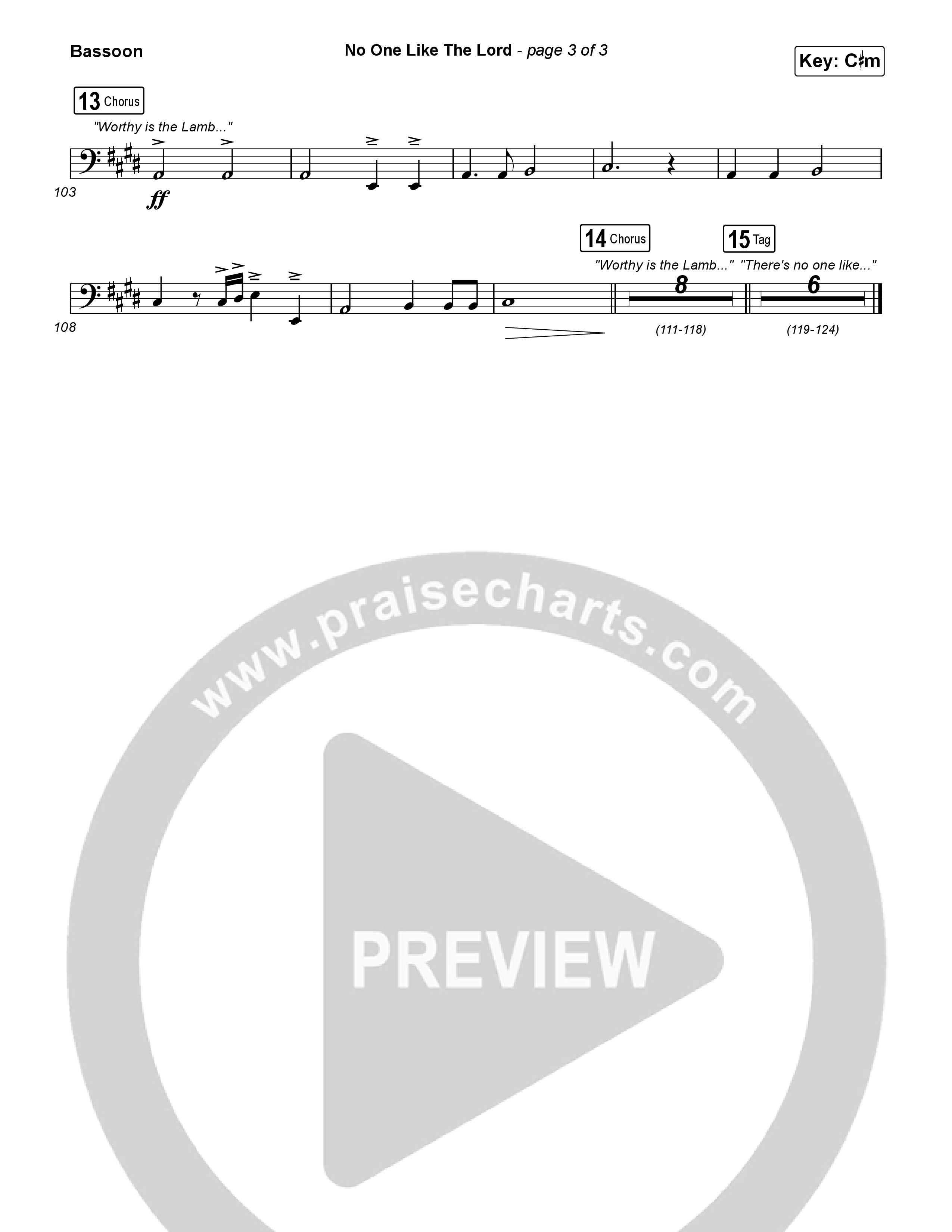 No One Like The Lord (Live) Bassoon (Bethel Music / Jenn Johnson)