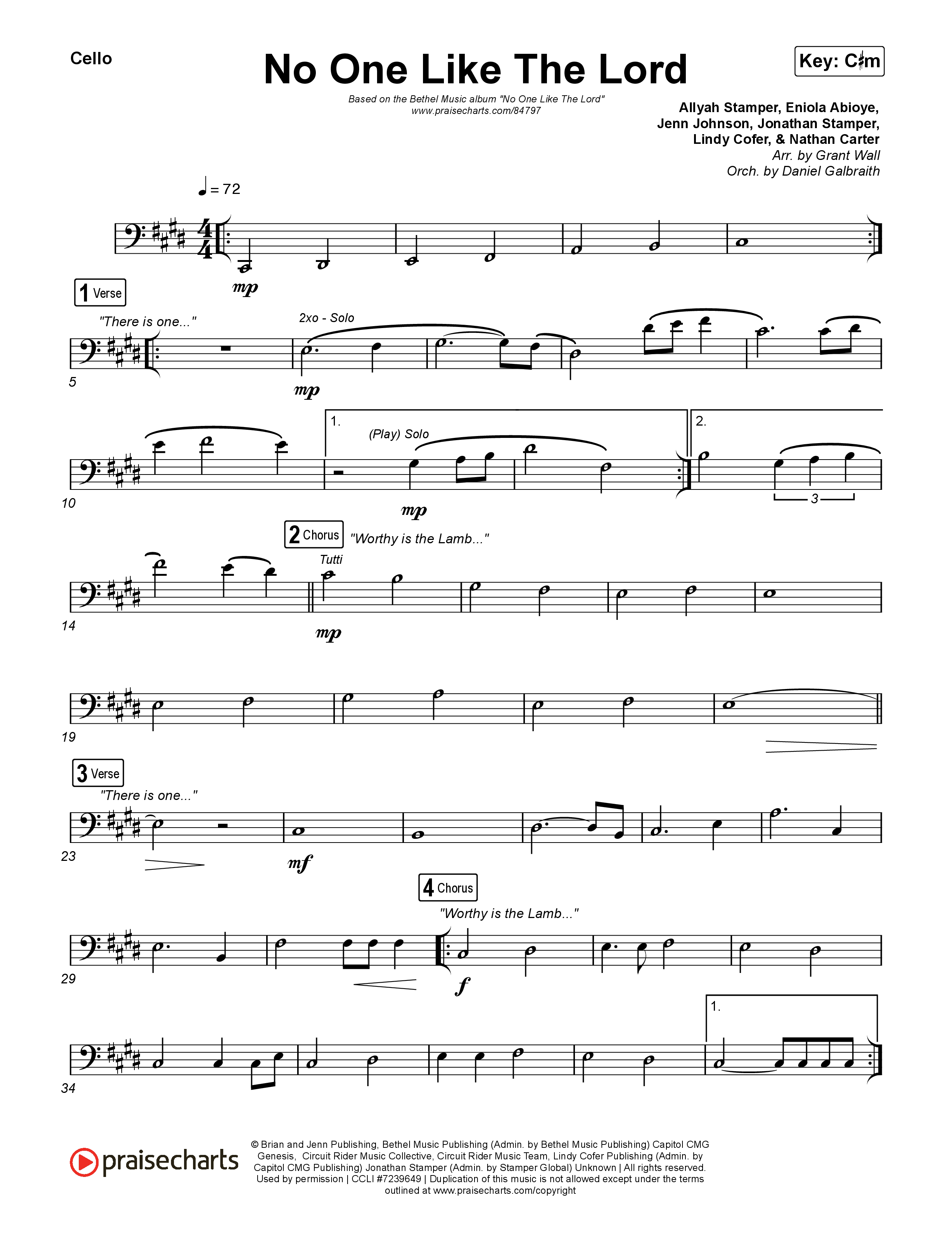 No One Like The Lord (Live) Cello (Bethel Music / Jenn Johnson)