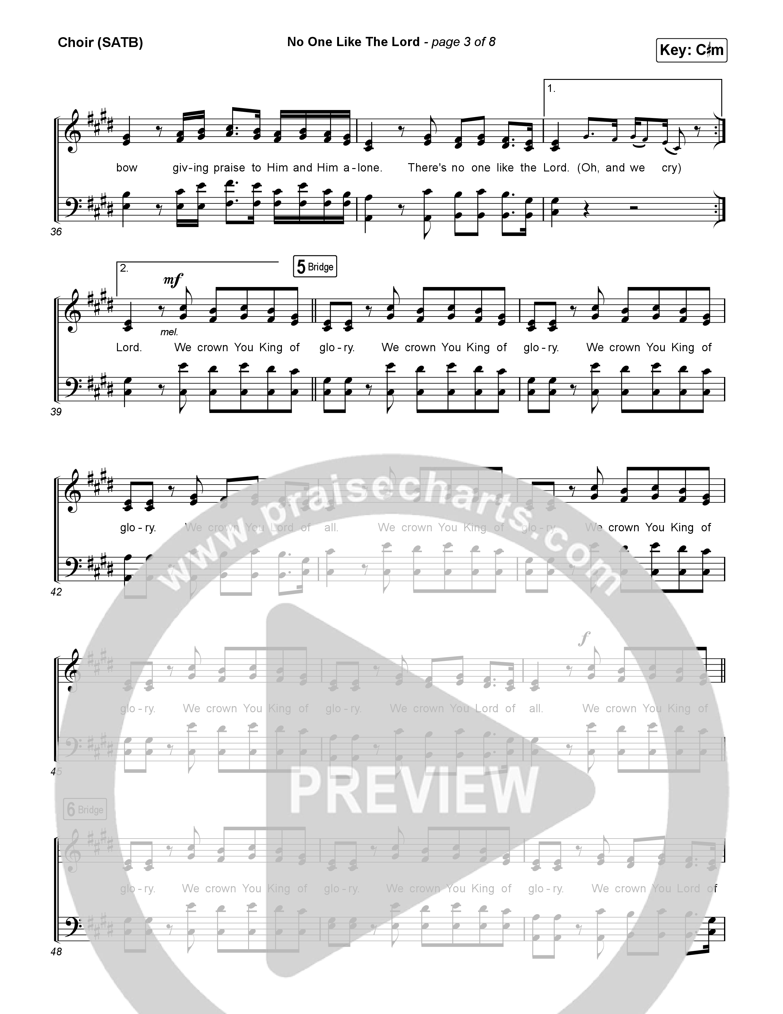 No One Like The Lord (Live) Choir Sheet (SATB) (Bethel Music / Jenn Johnson)